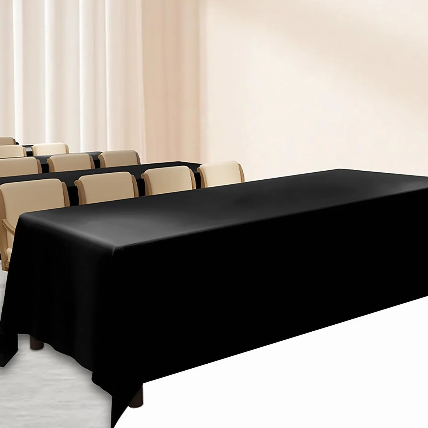 Mantel impermeable extra grande resistente para hoteles y restaurantes, tela de poliéster personalizable para banquetes de Navidad y conferencias (negro, 140 x 220 cm)