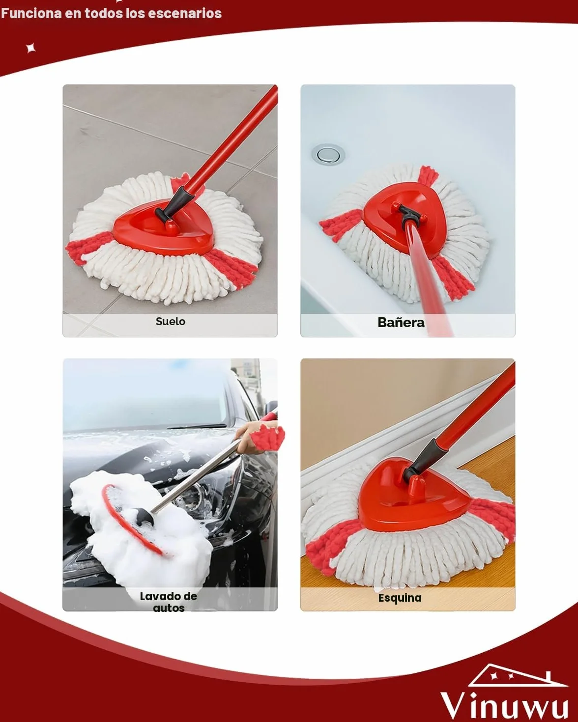 Vileda Turbo Recambio Mopas Microfibra Paquete de 5 Cabezales de Fregona Lavable
