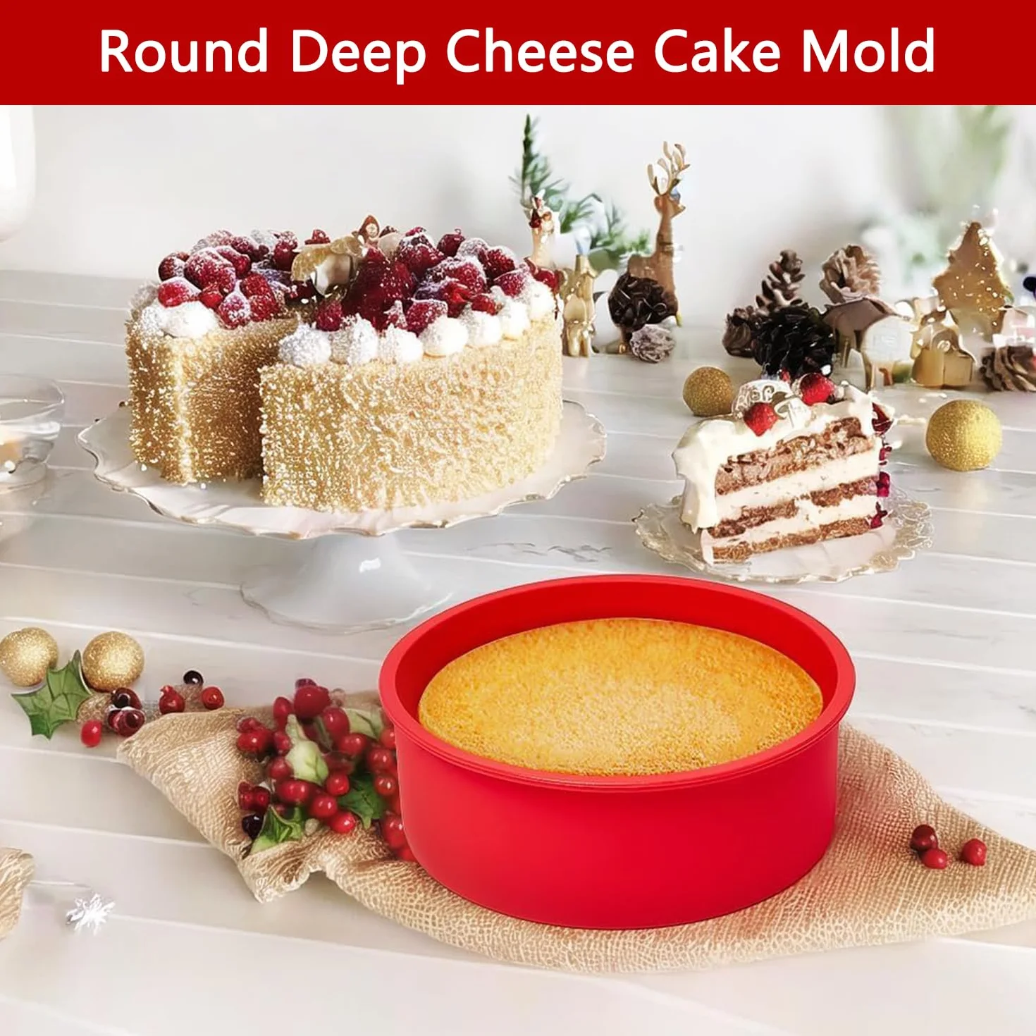 YXHZVON 15CM Molde de Silicona para Horno, 2PCS Moldes Silicona Reposteria Redondo, Molde Silicona Bizcocho Redondo, Molde para Pasteles y Panes, Rojo