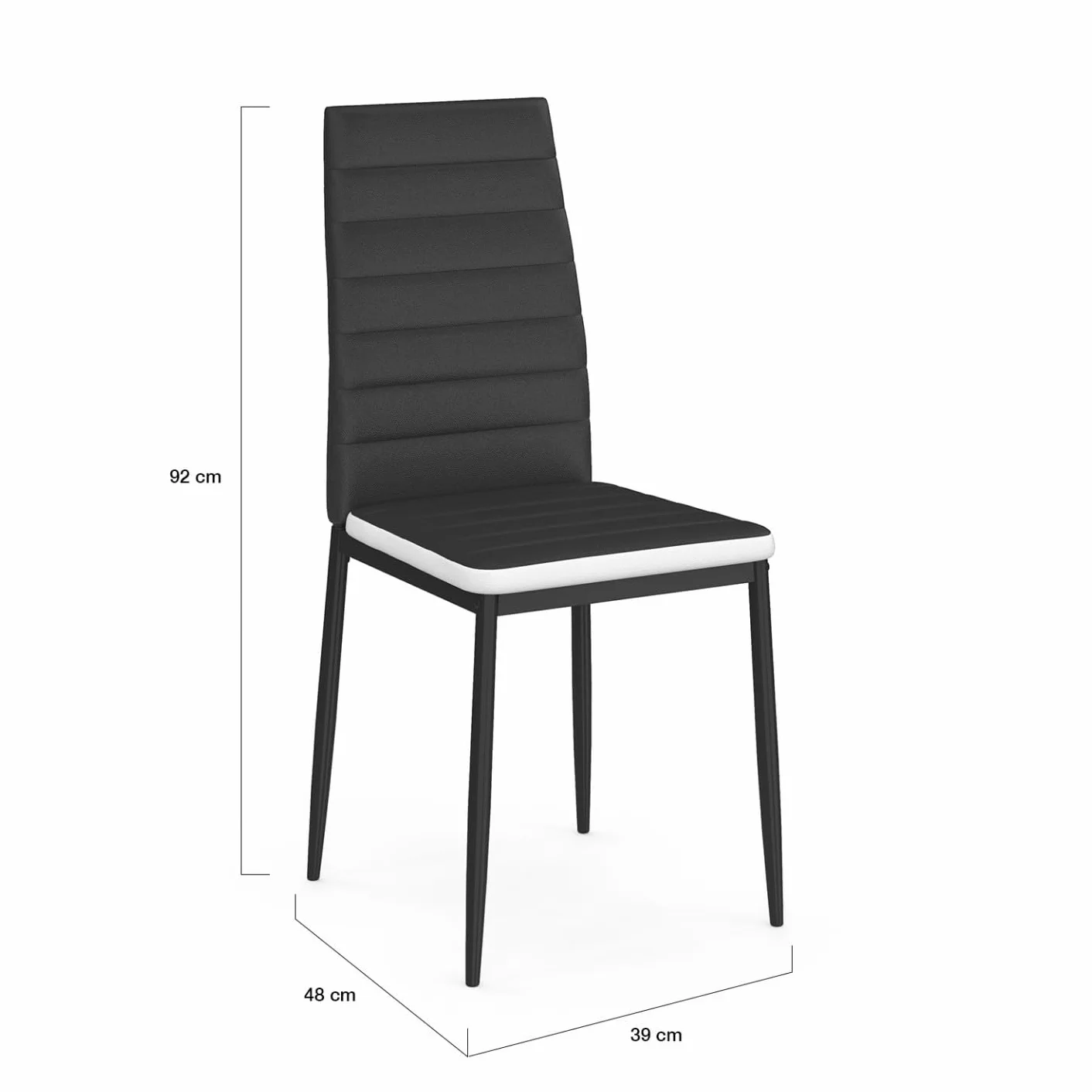 Juego de 6 sillas Romane negras diadema blanco para comedor
