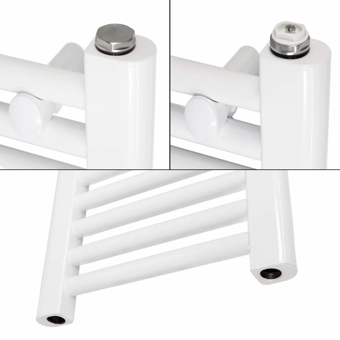 LuxeBath Radiador Toallero Eléctrico de Baño 300x1400 mm Blanco Conexión Lateral Recta y Barra Calentadora 900W con Termostato y Pantalla Digital, Calentador Secador de Toallas kit de montaje incluído