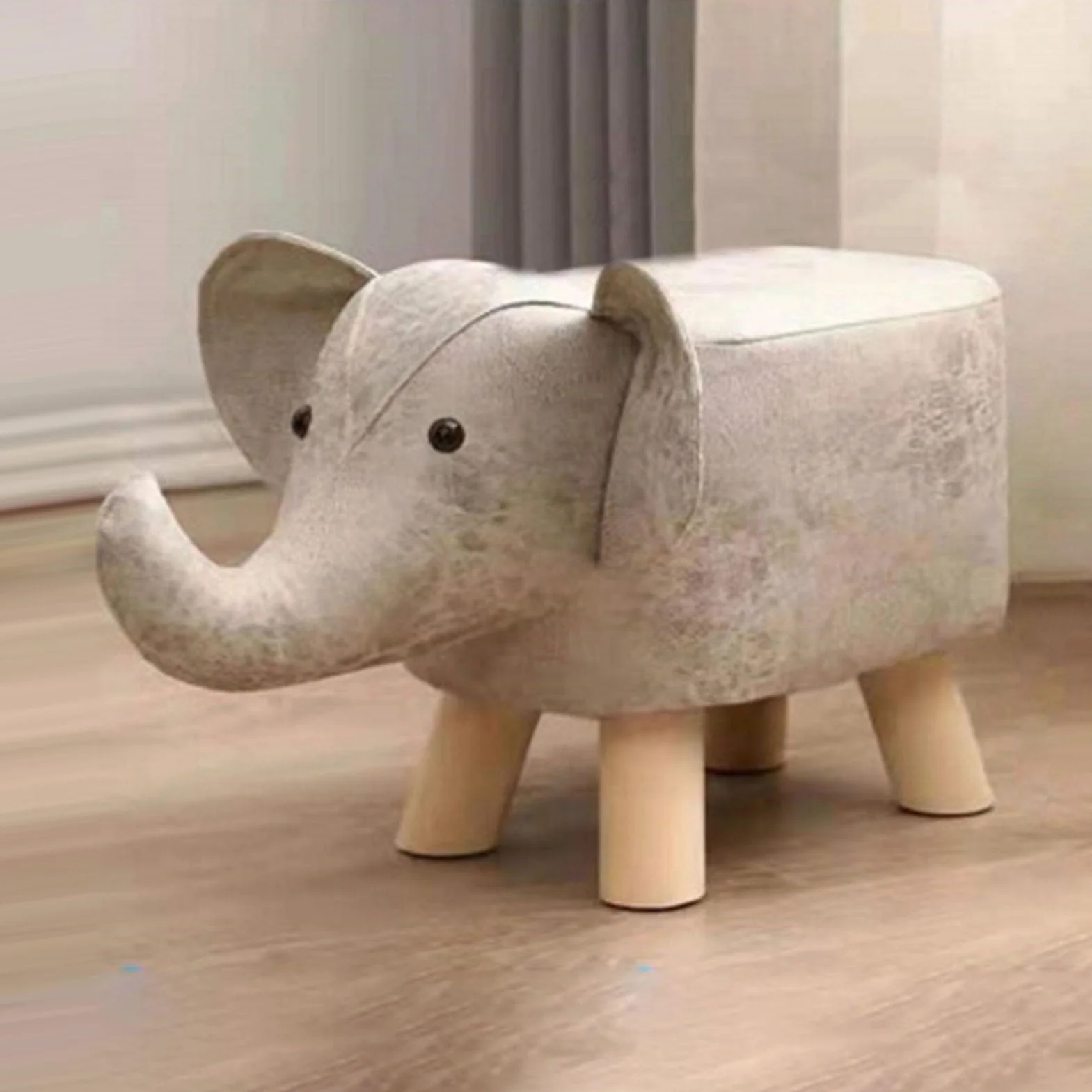 Bonitos Reposapiés de Animales Otomano Taburete Gris Blanco
