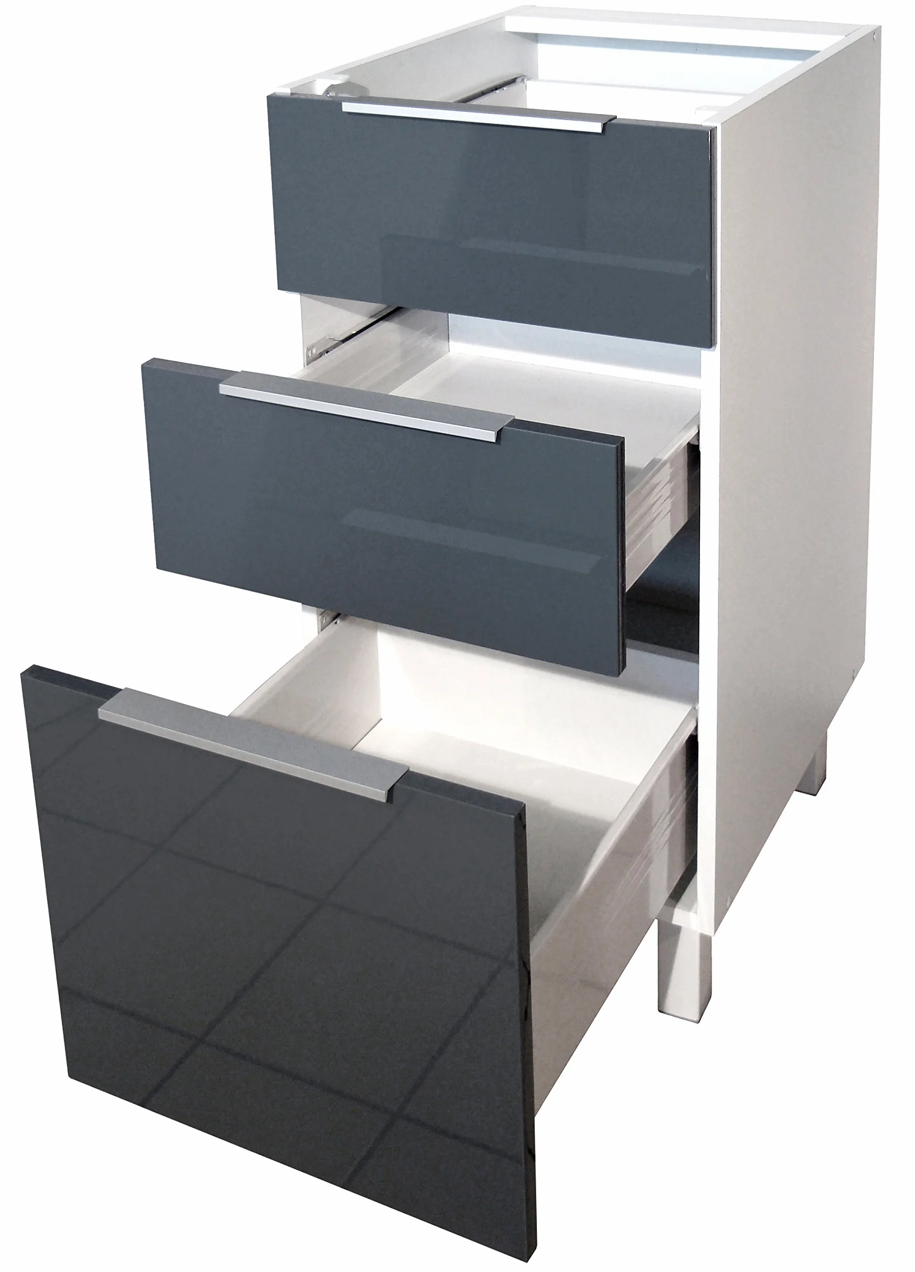 Berlioz Creations CT4BG - Mueble bajo de Cocina (3 cajones, 40 cm), Color Gris Brillante