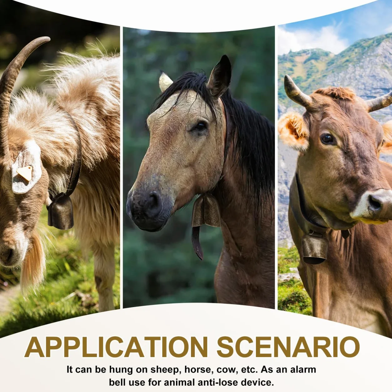 EXCEART Campanas de hierro gruesas 2 piezas para oveja caballo vaca decoración alarma