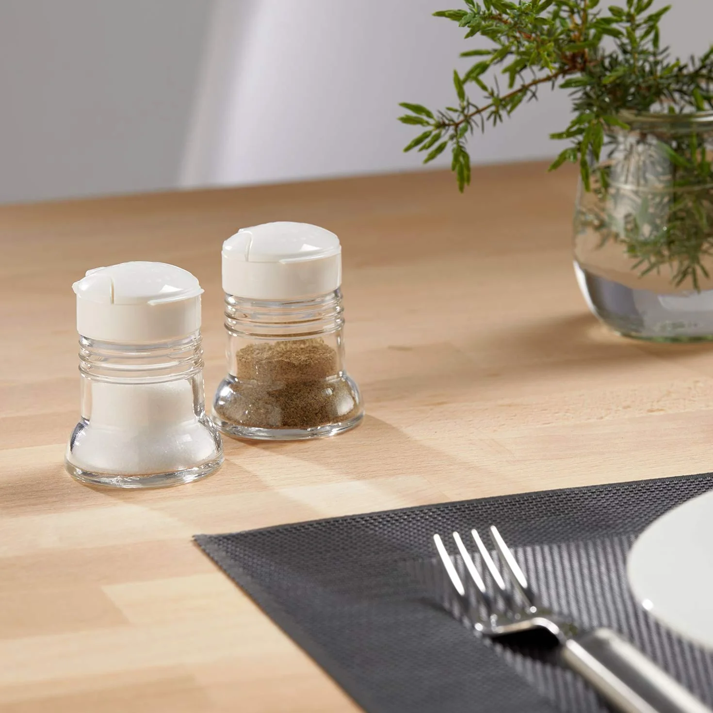 Westmark Especiero universal, Capacidad: 40 ml cada uno, Vidrio/plástico, Paris-Snap, Blanco/transparente, 63052270