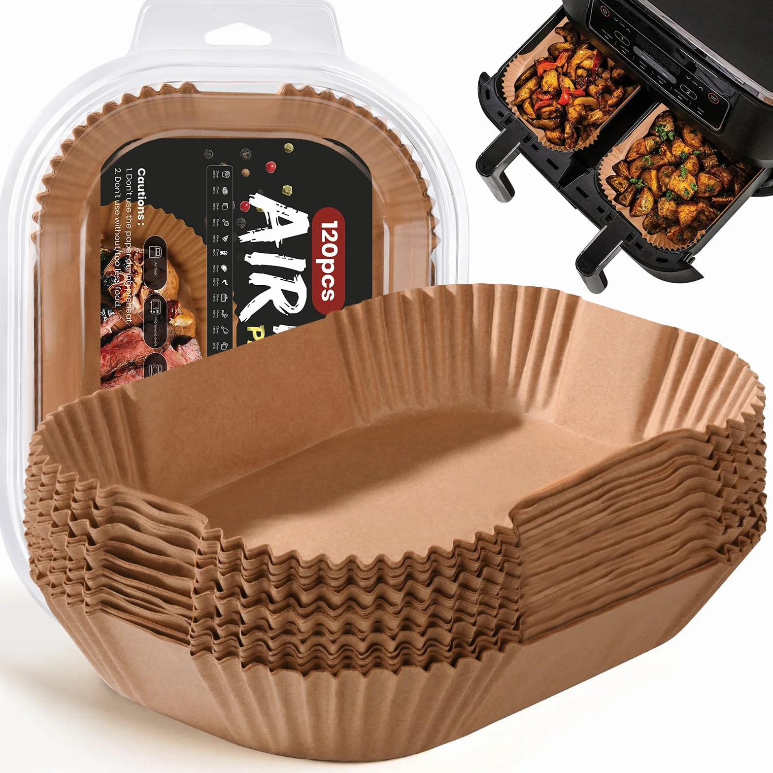 120 unidades de papel de horno para freidora de aire caliente de doble cámara, 20,5 x 14 cm, rectangular, antiadherente, papel de horno compatible con Ninja AF300EU,AF400EU,AF400EUCP Otras