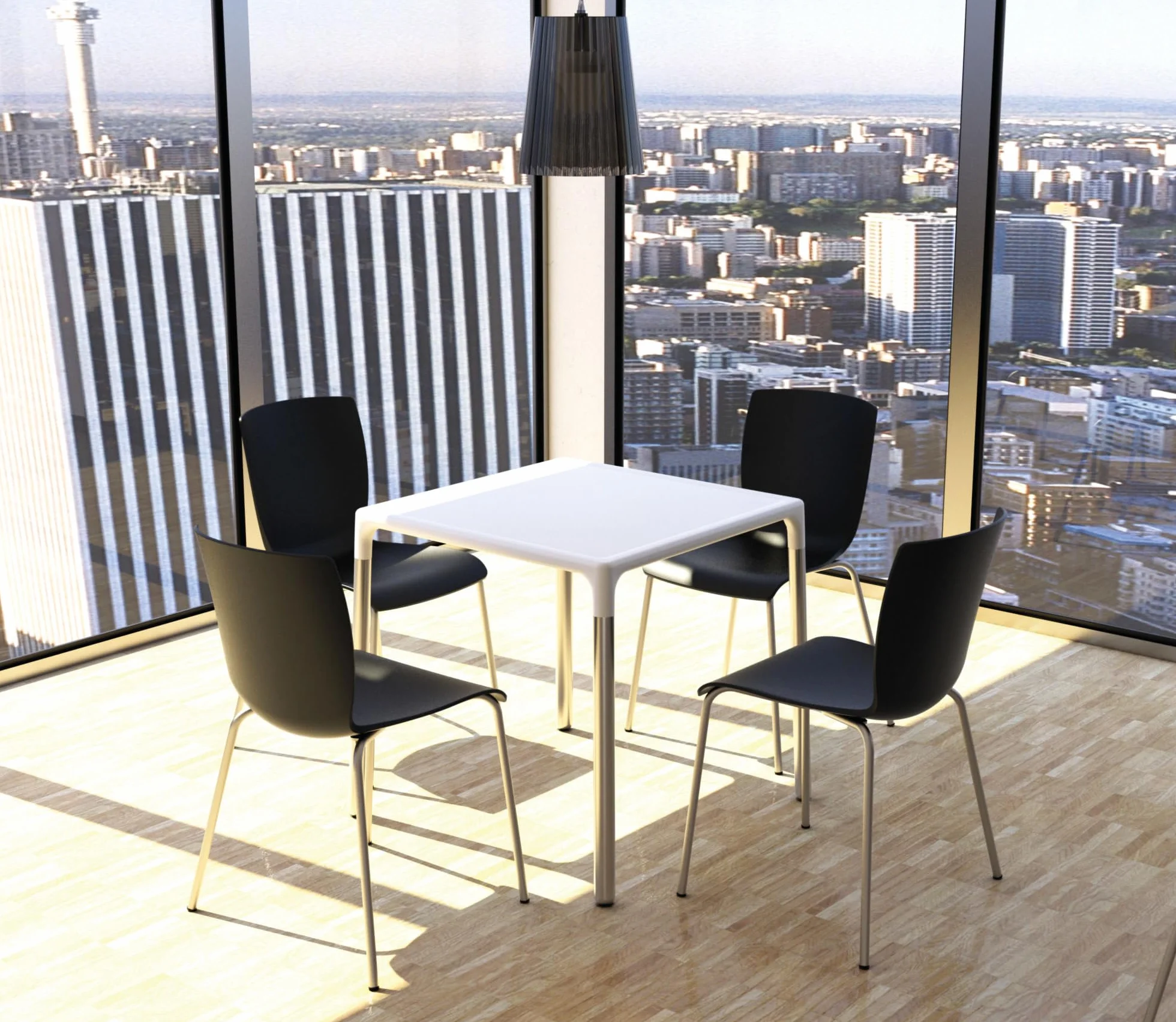 CLP Set De 2 Sillas Apilables Mio De Plástico I Sillas para Eventos Impermeables con Base De Aluminio & Respaldo, Color:Negro