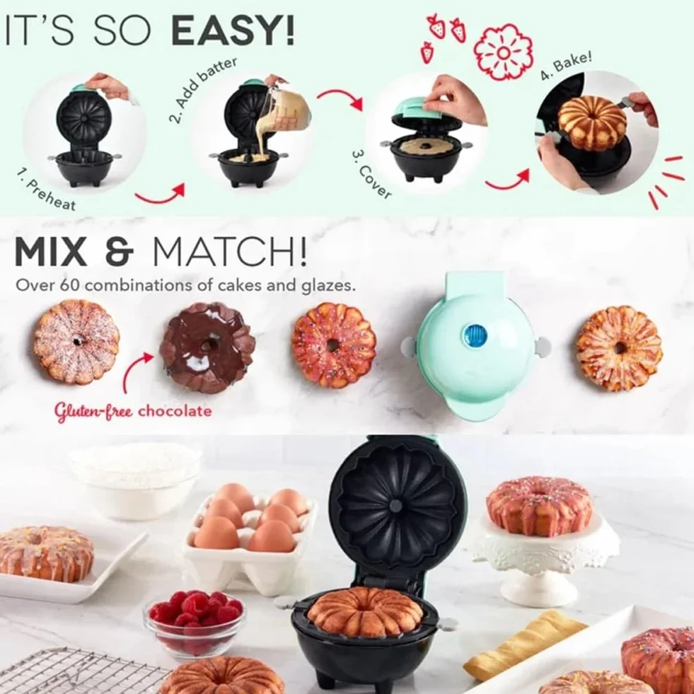 Min Make Waffle - Máquina para hacer tartas de calabaza, para niños, minimáquina para hornear, enchufe europeo
