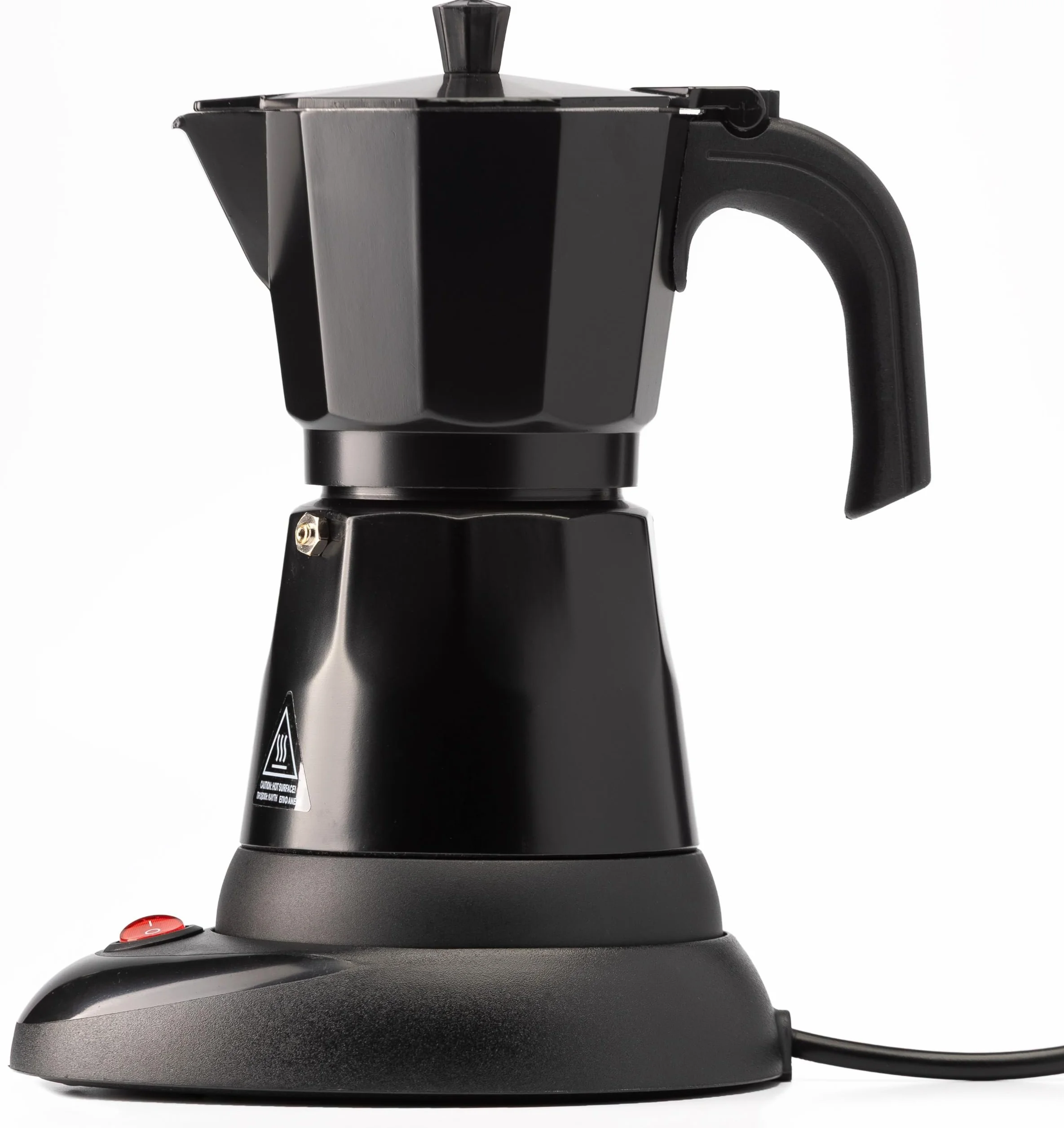 Wynwood Cafetera Italiana Eléctrica Polaris 6 Tazas 300ml 480W Base Giratoria 360° Moka Aluminio Autoapagado CE