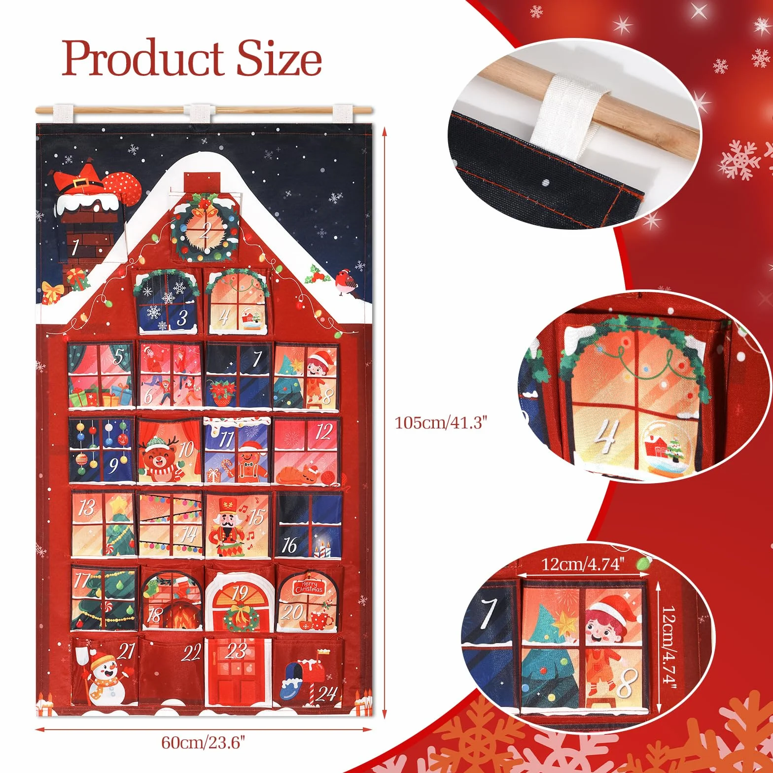 DPKOW Original Casa Calendario Adviento para Rellenar Vacio Tela Navidad DIY