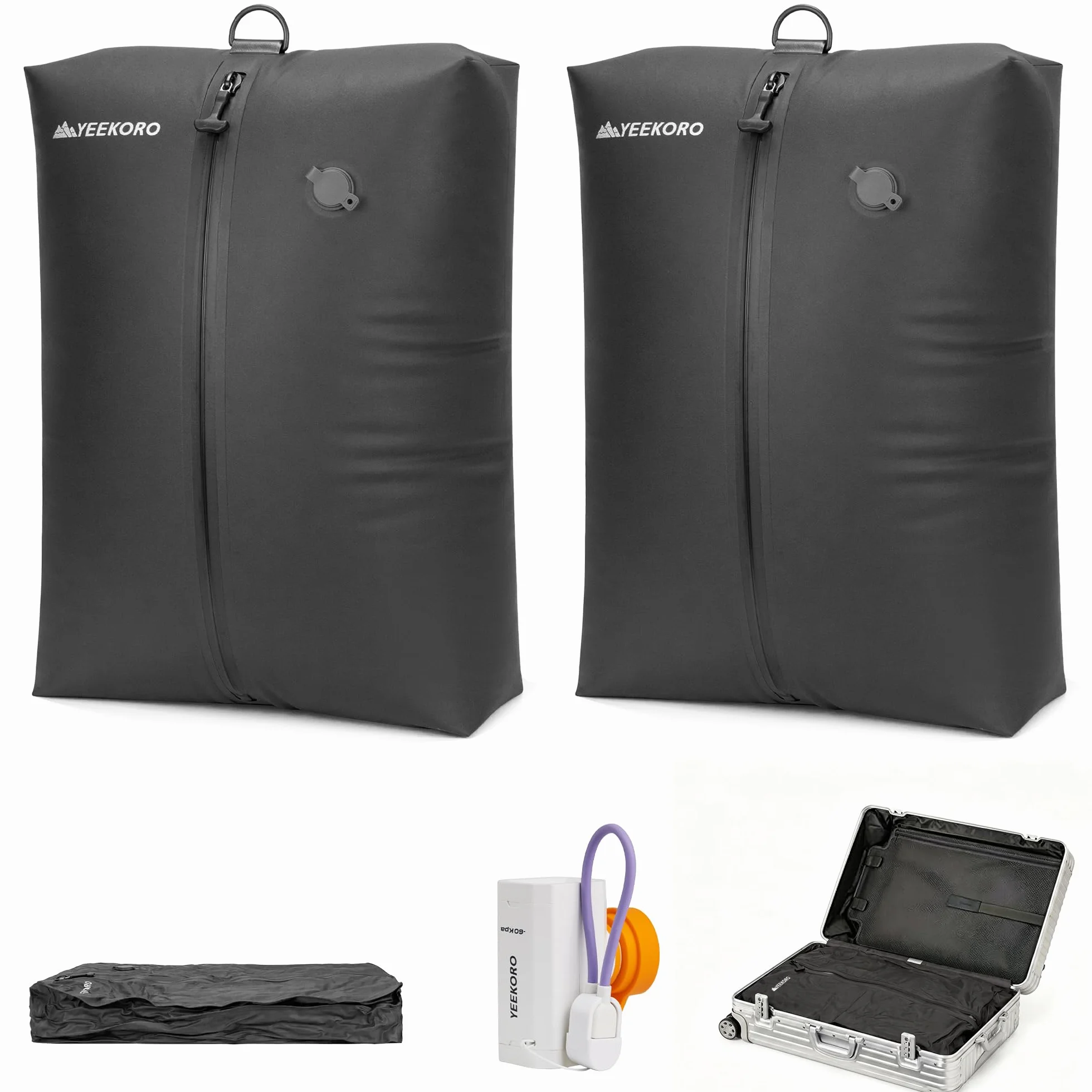 Bolsa de vacío para viajes, bolsas de compresión al vacío profesionales, IPX8, impermeables, reutilizables, antidesgarros, ahorran espacio, bolsas de almacenamiento al vacío con bomba para
