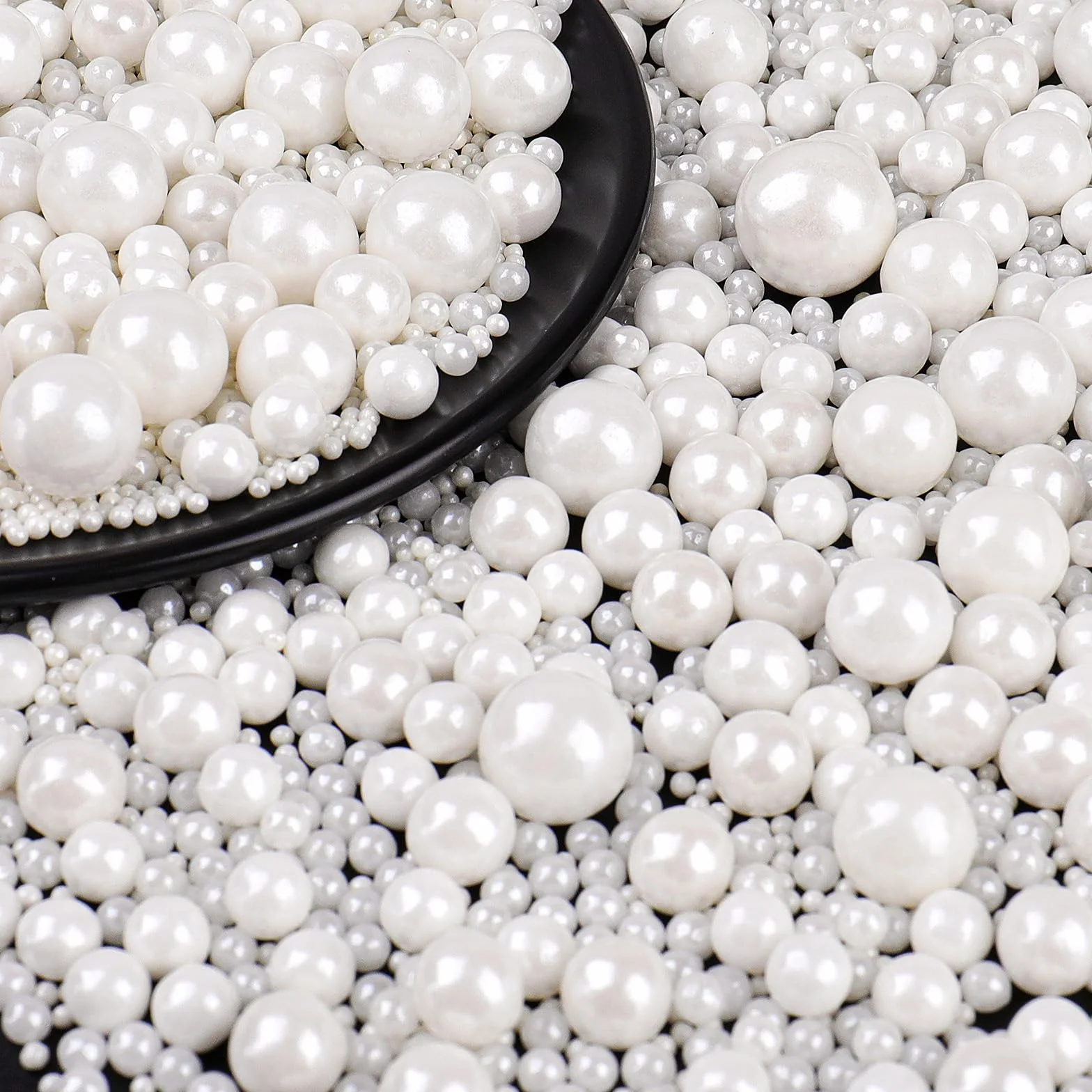 Perlas Blancas de Azúcar Comestibles 130g Mezcla de Tamaños para Decorar Pasteles