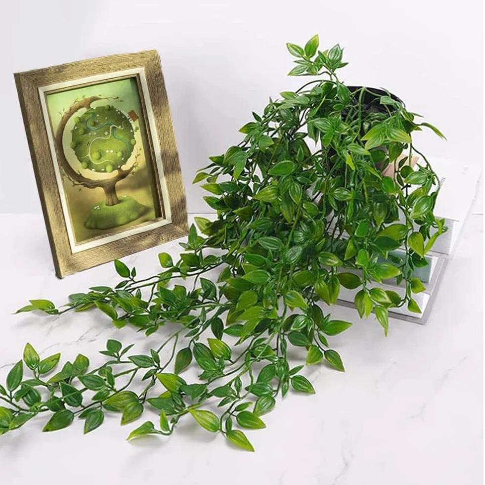 Plantas Artificiales Colgantes con Maceta, 2 Pcs Decorativas para Estante Interior