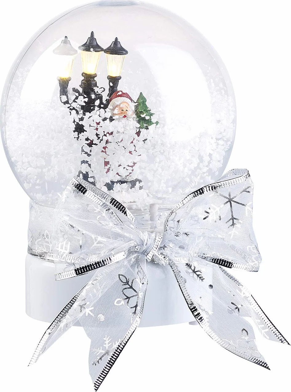 Infactory Globos de Nieve de Navidad - Bola: Globo de Nieve con Papá Noel Cantando, Mini farola de Calle con Leds, Activa luz, Sonido y torbellino de Nieve al Tocar (Esfera Cristal, Globo música)