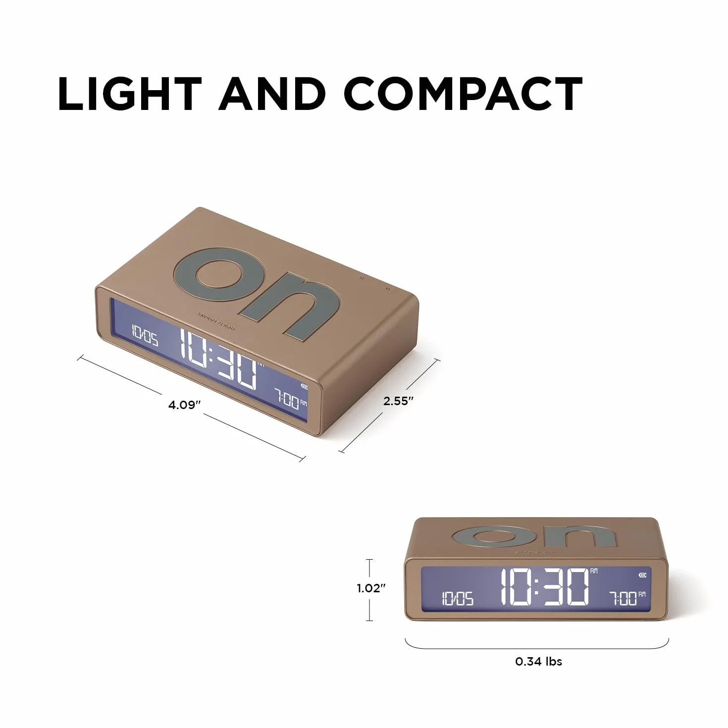 Lexon Flip Classic Reloj Despertador Digital con Caras Reversibles de Encendido/Apagado, Reloj de Noche Recargable con Pantalla LCD, Sensor táctil para función de repetición y luz - Rosa