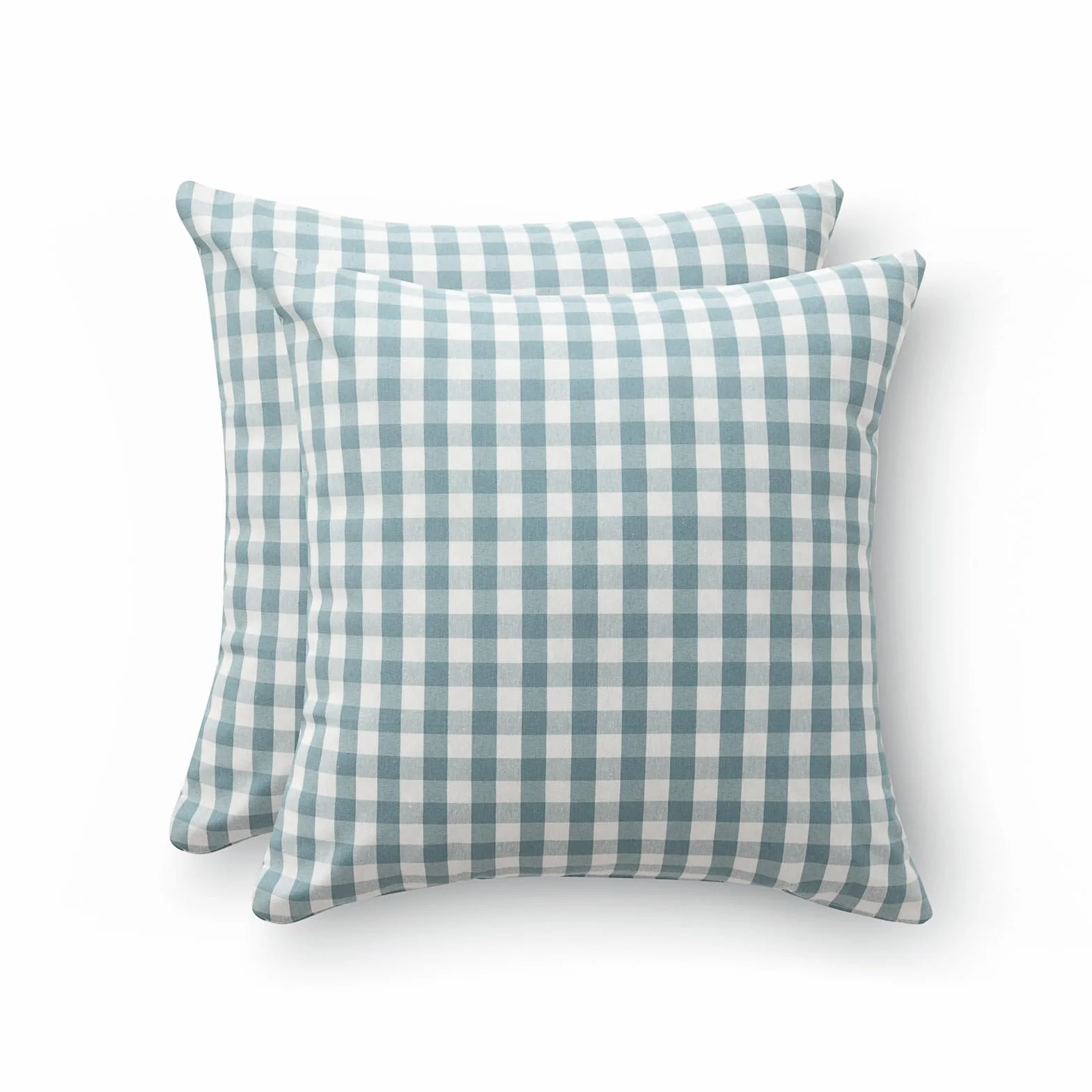 Funda Cojín Vichy a Cuadros 45x45 Algodón Cremallera Transpirable Suave Color Agua