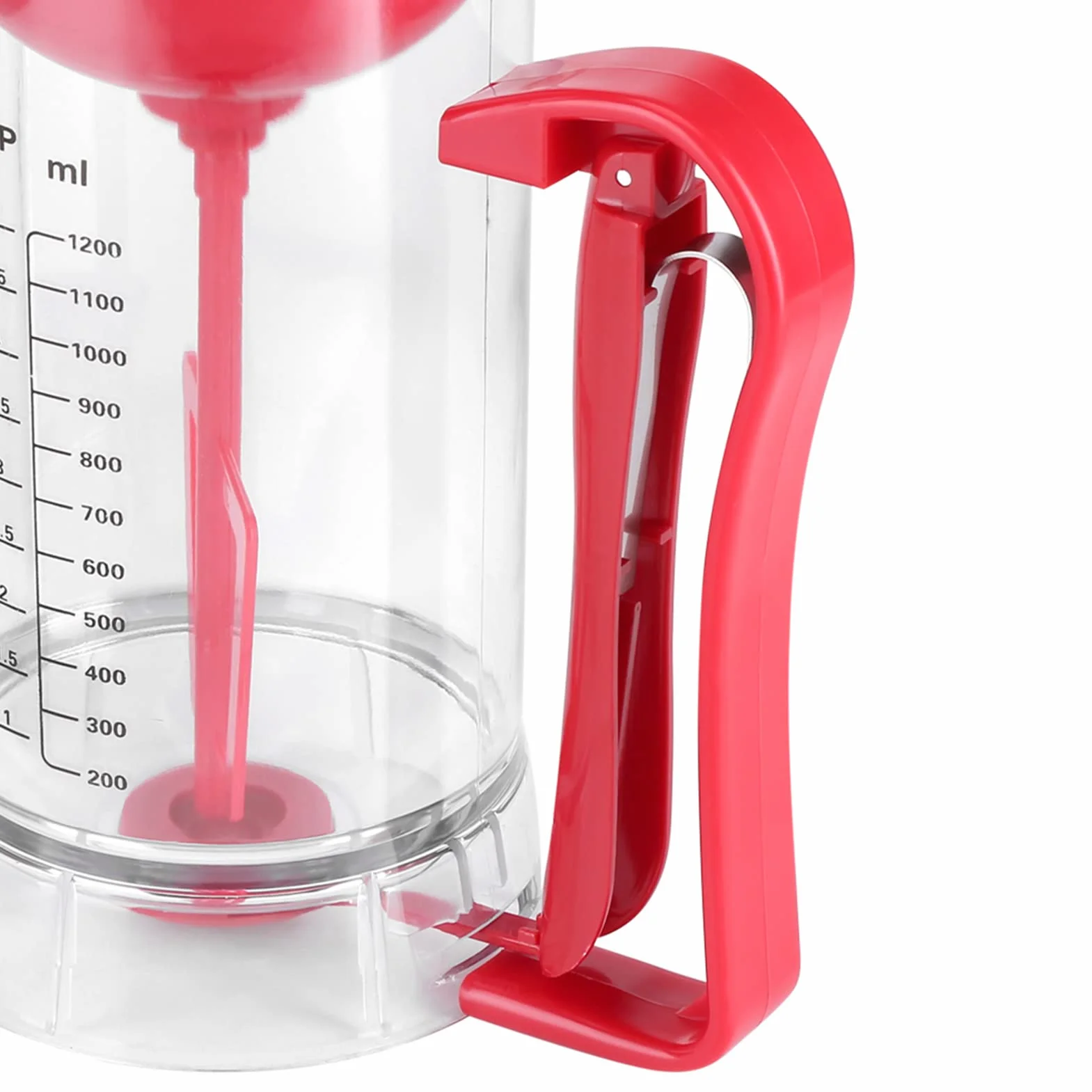 Dispensador de Masa Eléctrico 2 en 1, 1200mL, con Mezclador y Porcionador para Tartas, Waffles, Crepes, Tortitas, con Tapa y Balanza