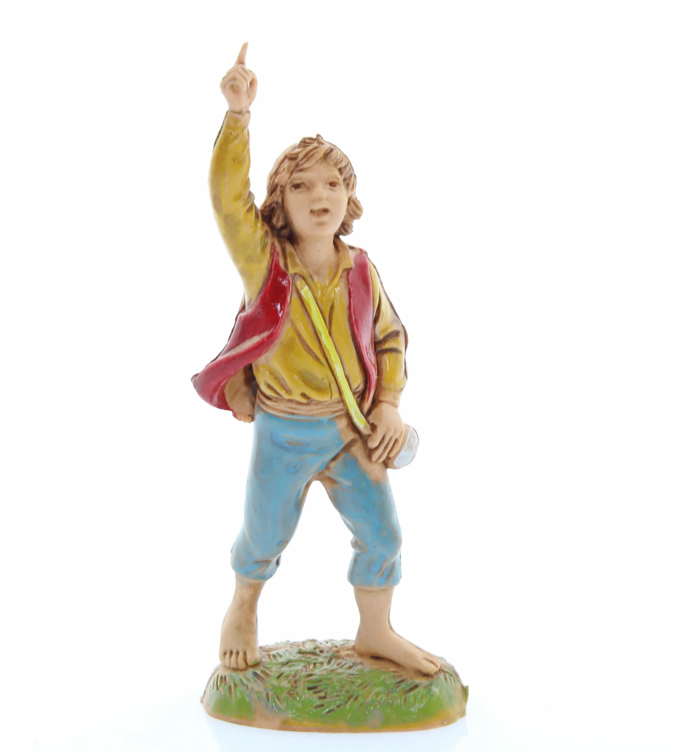 Moranduzzo Niño con Dedo Levantado Belén 10 cm Escala 1:20 Figuras Indestructibles Estilo 700' Pintura Acabada a Mano