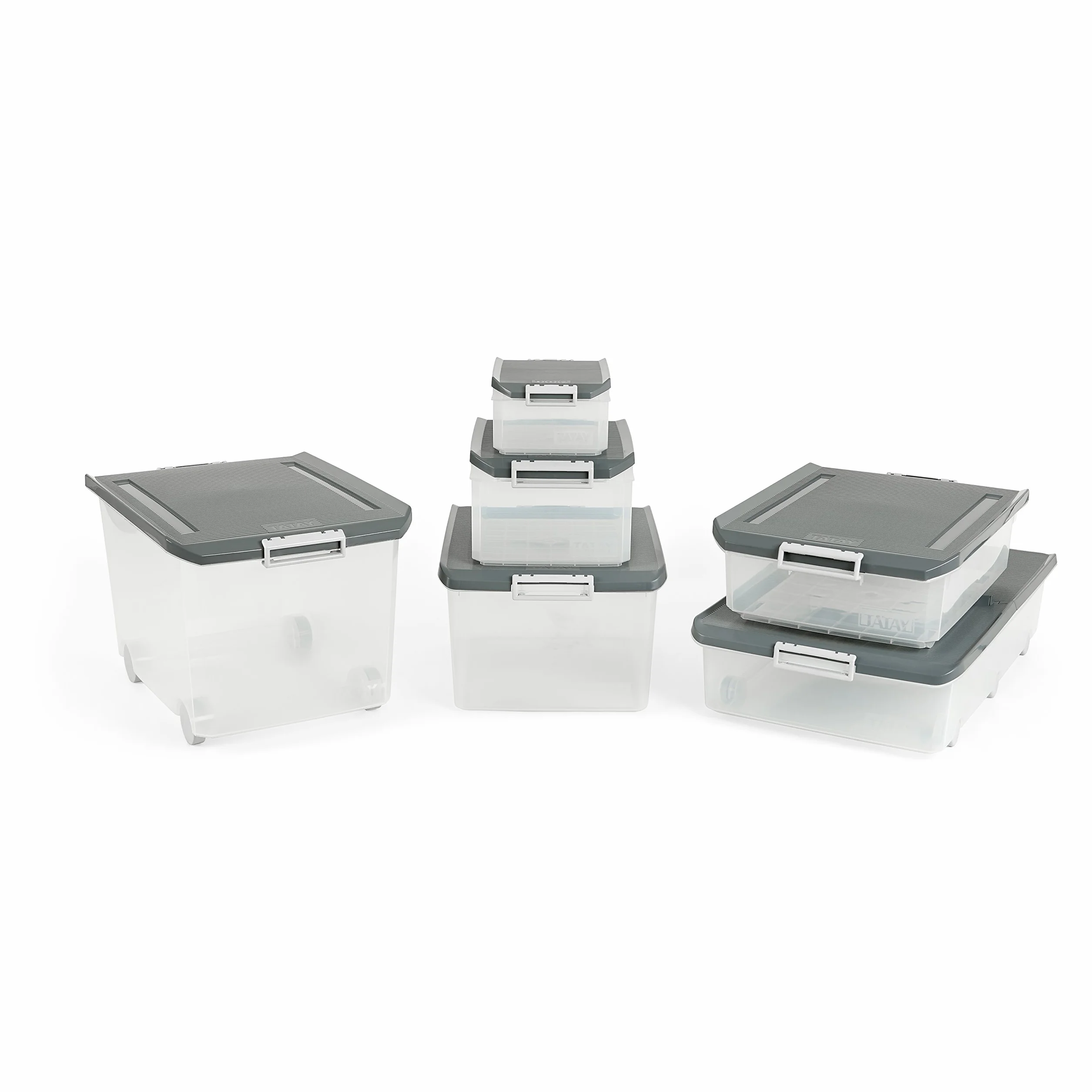 Caja Almacenaje Plastico 35 L Multiusos Classic Tapa Bisagra Asas Ergonomicas ABS Apilable Resistente Libre BPA 37,7x47,5x26 cm Gris