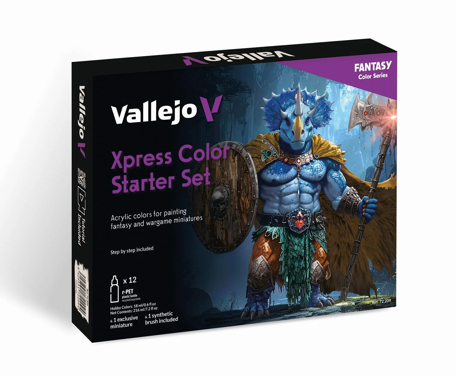 Vallejo Xpress Color Starter Set para Pintar Figuras, Incluye Figura Exclusiva, Pincel Sintético y Guía Paso a Paso, Ideal para Piel, Escamas, Ropa y Metales