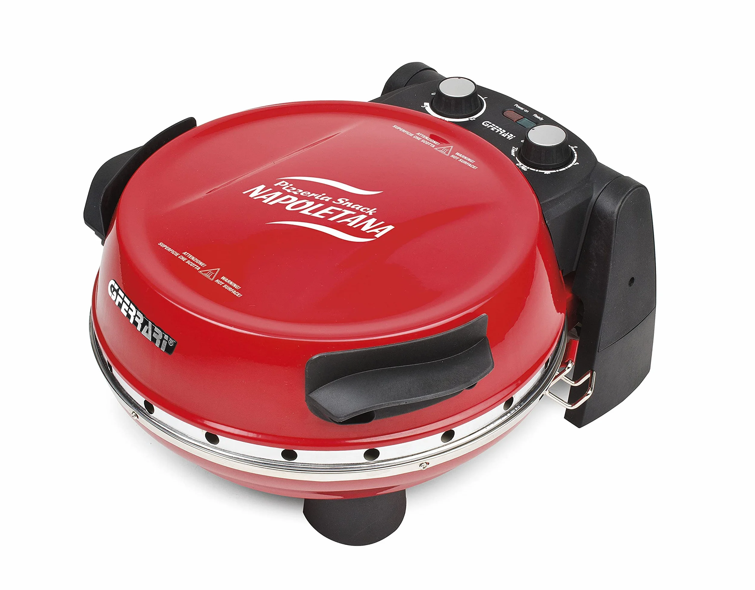 G3 Ferrari G10032 Horno Eléctrico para Pizza 400°C Doble Piedra Refractaria 31 cm Acero Inoxidable 1200 W Rojo