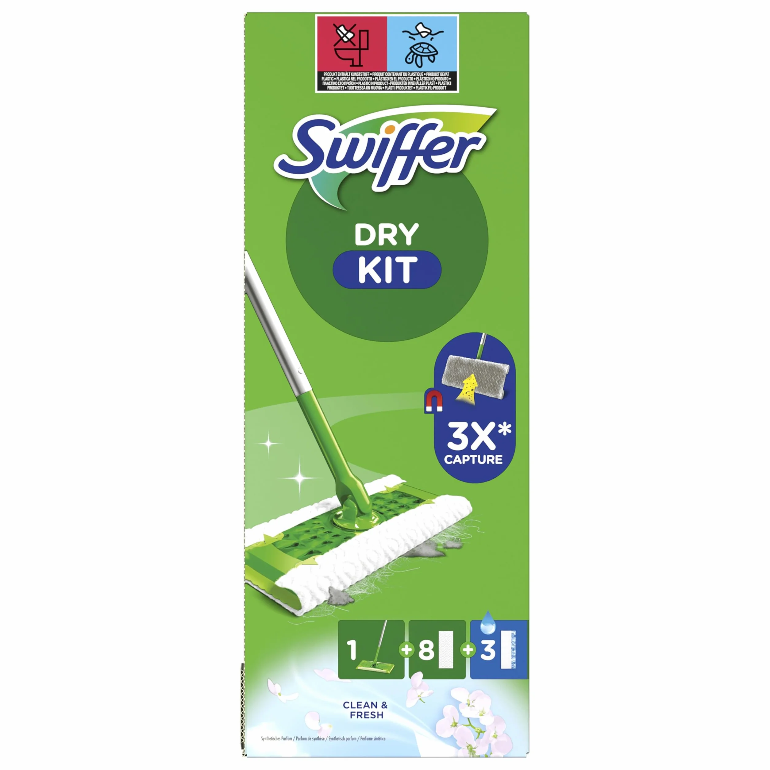 Swiffer Sweeper Kit Básico Con 1 Mopa, 8 Paños Secos Y 3 Húmedos Para Suelo