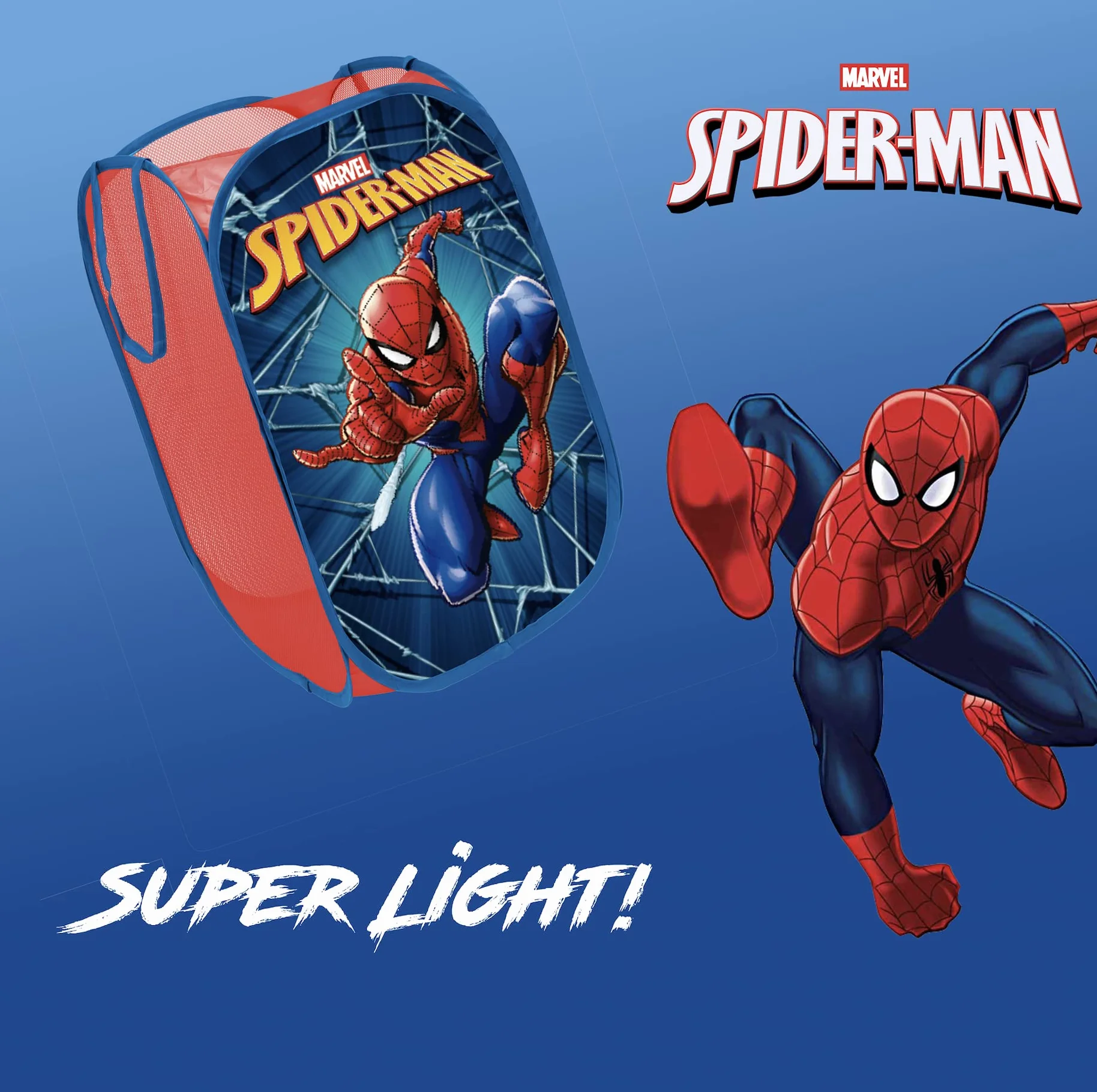 Superdiver - Contenedor plegable de Spiderman, Licencia Oficial Marvel: Para guardar y almacenar juguetes y ropa - 36x36x58 cm - Fácil de guardar. Perfecto para niños y niñas.