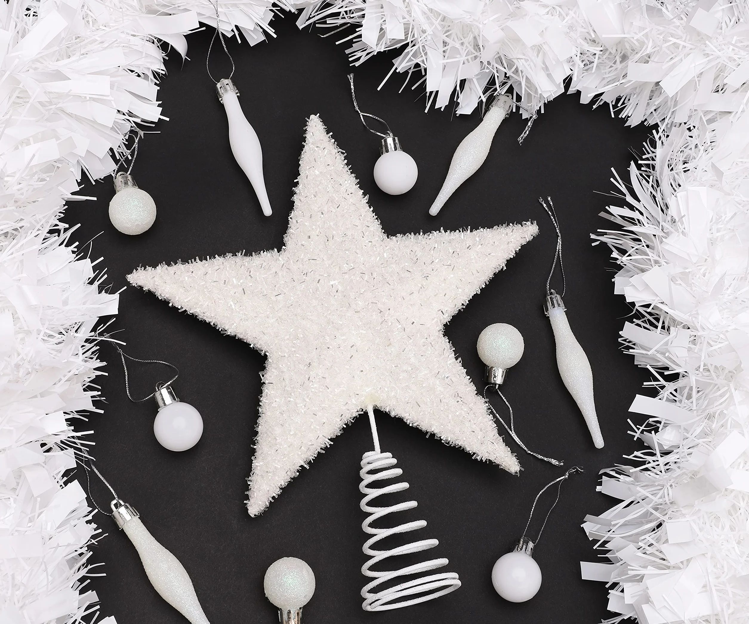 Christmas Concepts® Estrella de árbol Brillante 28 cm - Decoración navideña Lujosa (Blanca)