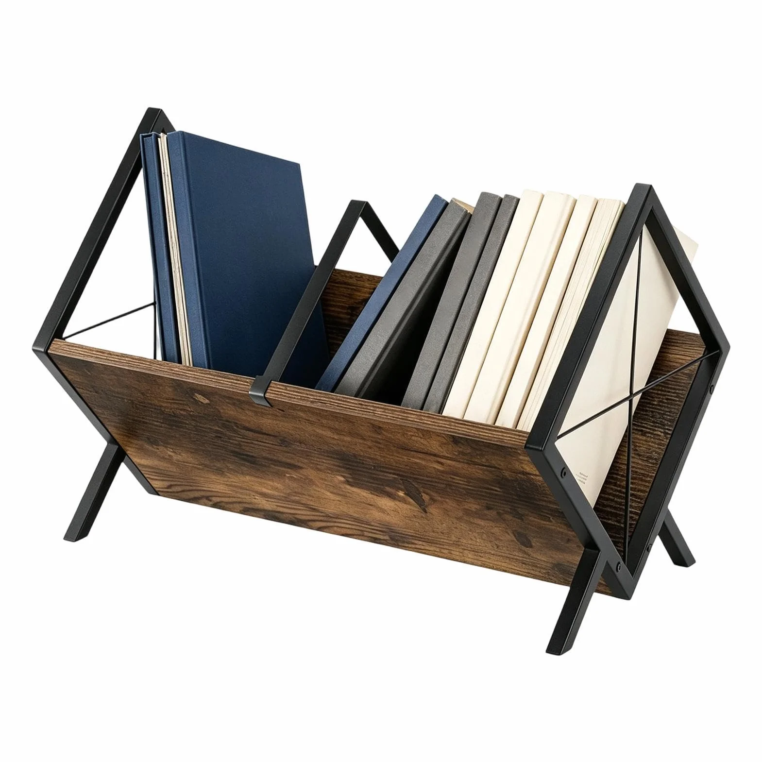 Estante Retro para Vinilos Vintage Marrón Espacioso Rústico Capacidad 80 LP | Estante De Almacenamiento Para Álbumes De LP Para Dormitorio Estudio Biblioteca Habitación Juvenil Salón