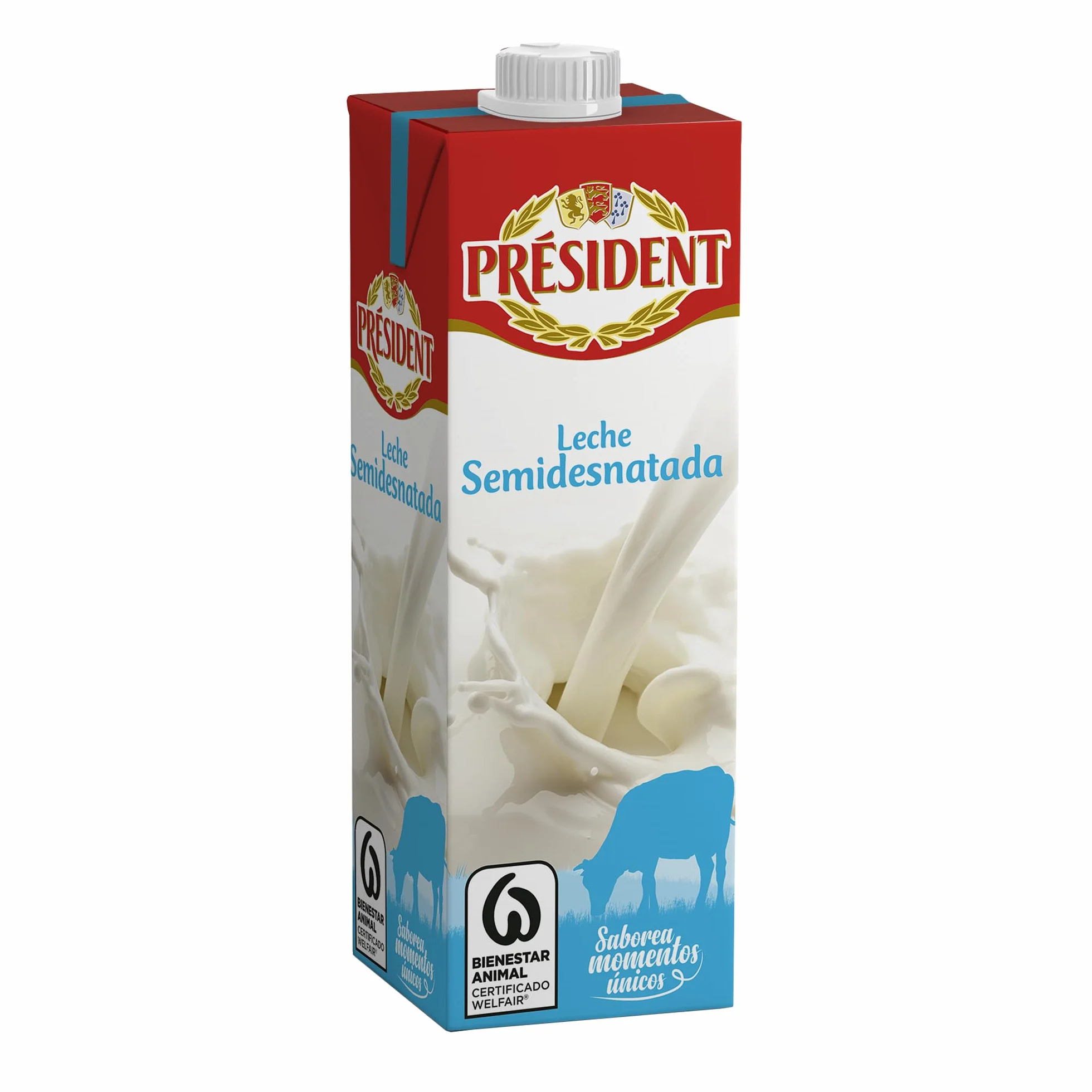 Président Leche Semidesnatada Bienestar Animal Brik UHT Pack 6 x 1L