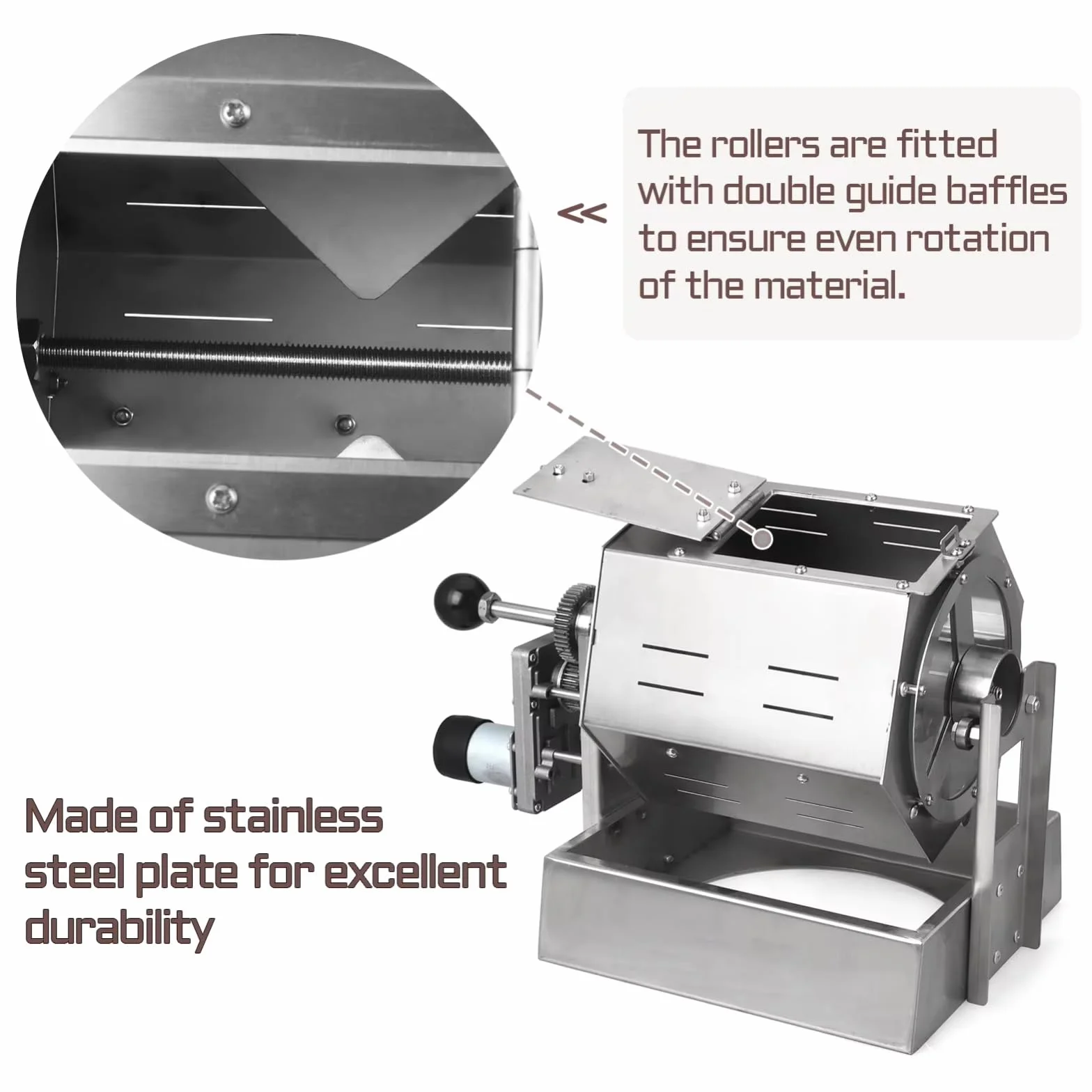 Tostador de granos de café 5L, máquina para tostar tipo tambor, acero inoxidable, gas combustible