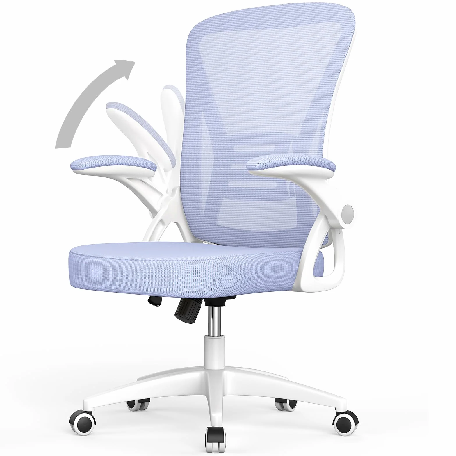 Silla de Oficina Ergonómica, Altura Ajustable, Giratoria, Respaldo Transpirable, Reposabrazos Plegables, Púrpura