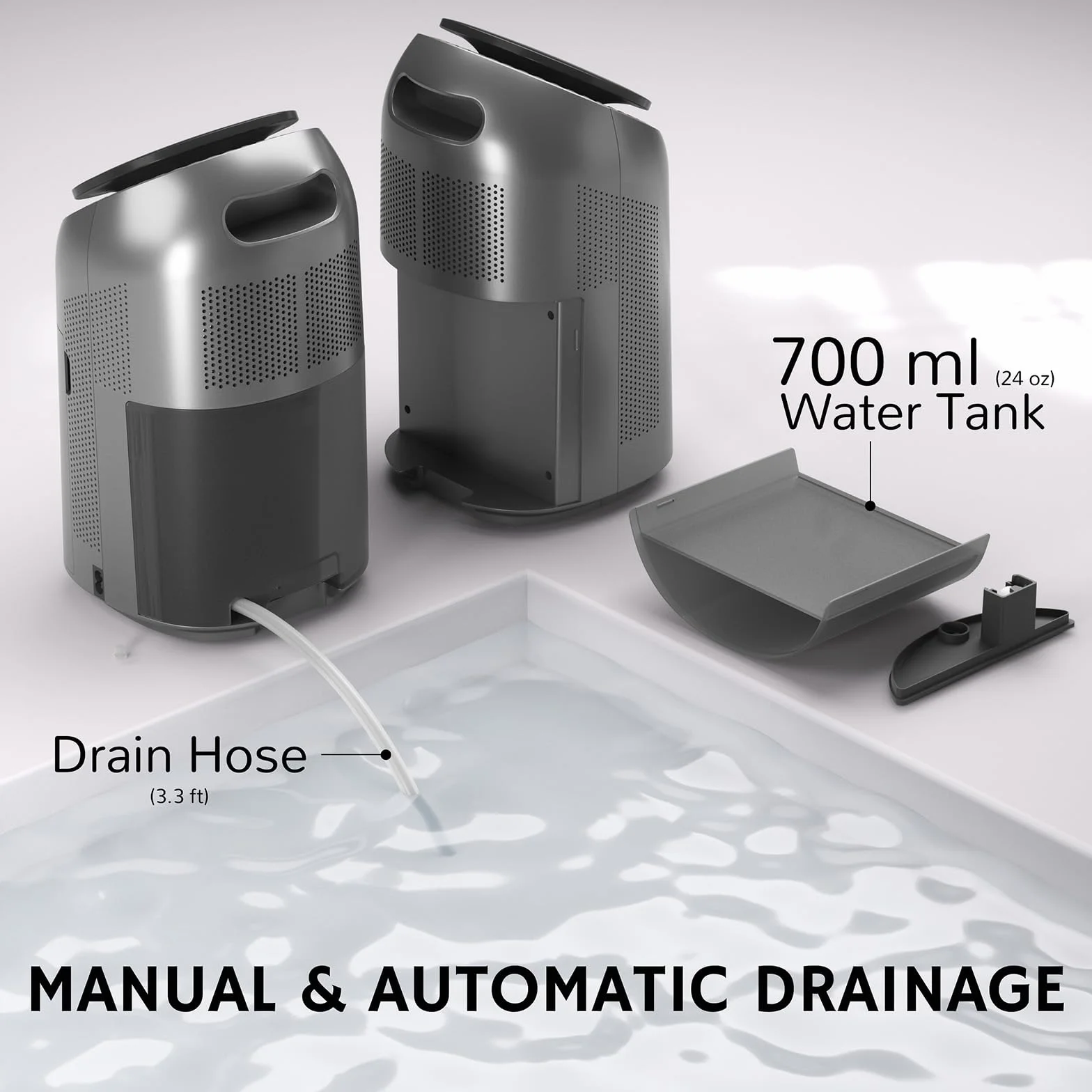 Airthereal AZH200 2-en-1 - Deshumidificador y purificador de aire Combo, pequeño deshumidificador con filtro HEPA, 1000 ml, hasta 25 m², apagado automático, silenciador para dormitorio, cuarto de baño