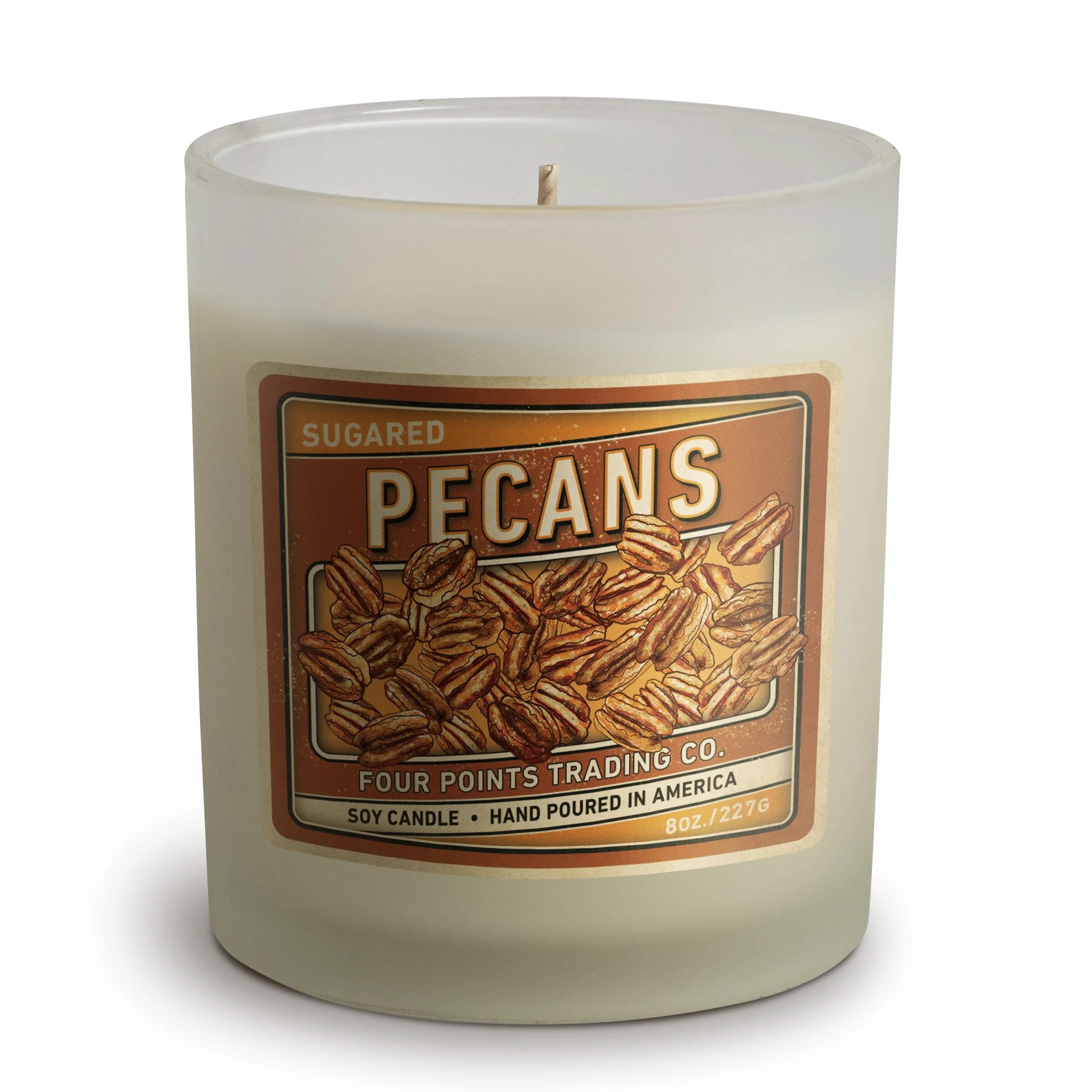 Vela aromática de aromaterapia de soja con aroma a pacanas azucaradas de 8 onzas con tarro - Four Points Trading Co.