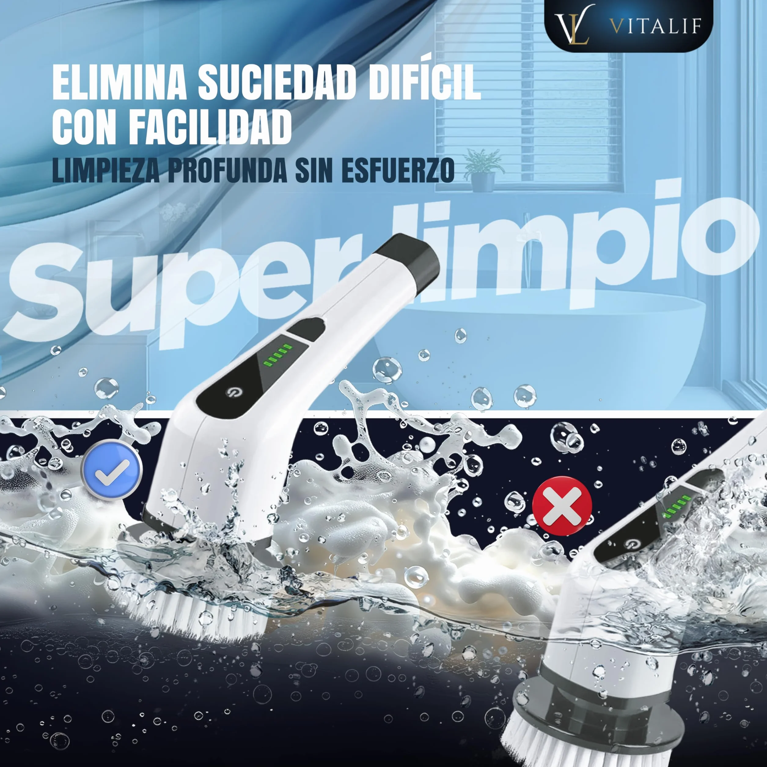 Super Cepillo electrico Limpieza hogar 12 Cabezales, Escoba electrica Limpieza Premium, 2 Velocidades, Batería 2600mah IPX6, Cepillo Limpieza Ducha, Cocina, Limpiador electrico 25W, pulidora Suelos