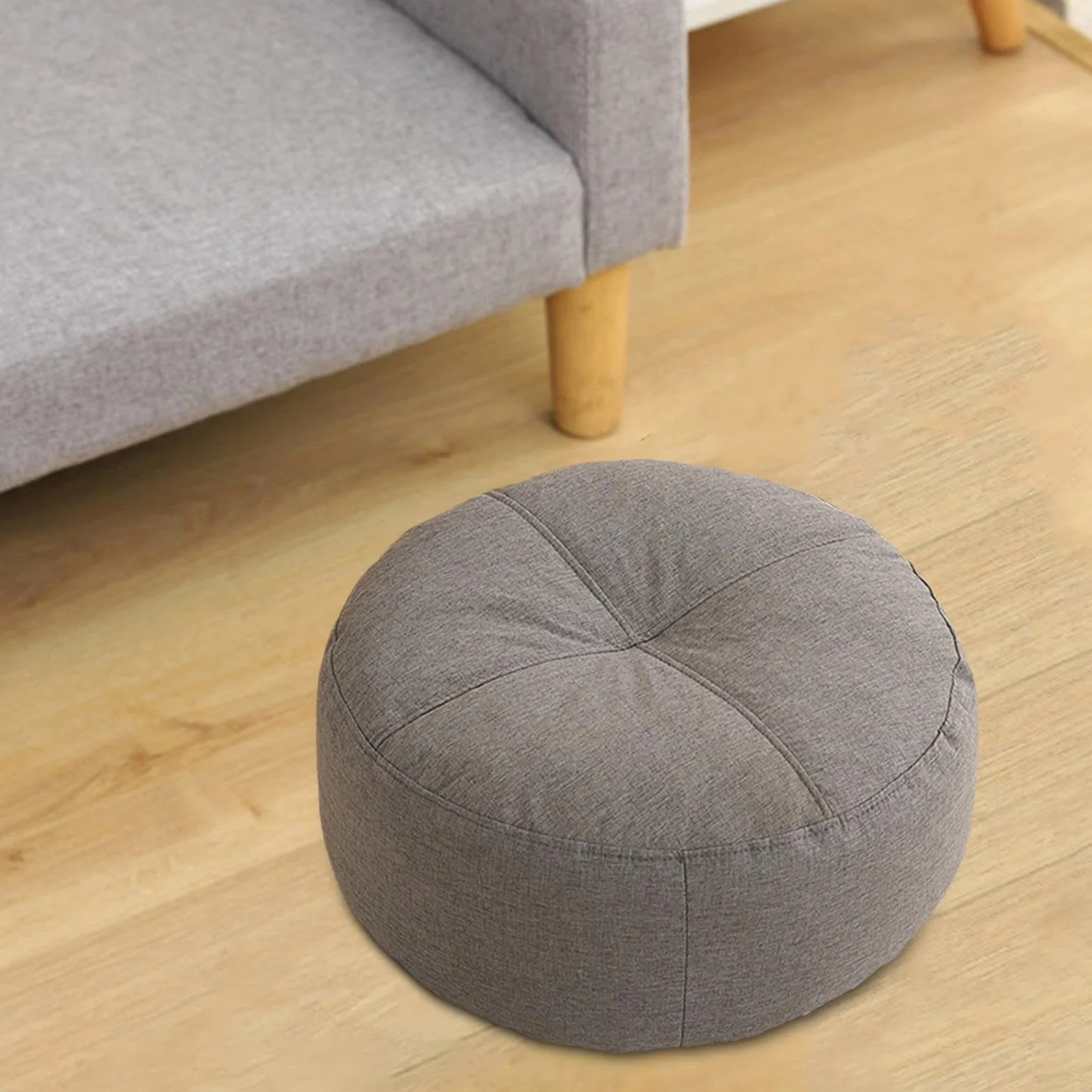 Cojín Redondo para el Suelo Gris Oscuro MagiDeal Yoga Decorativo