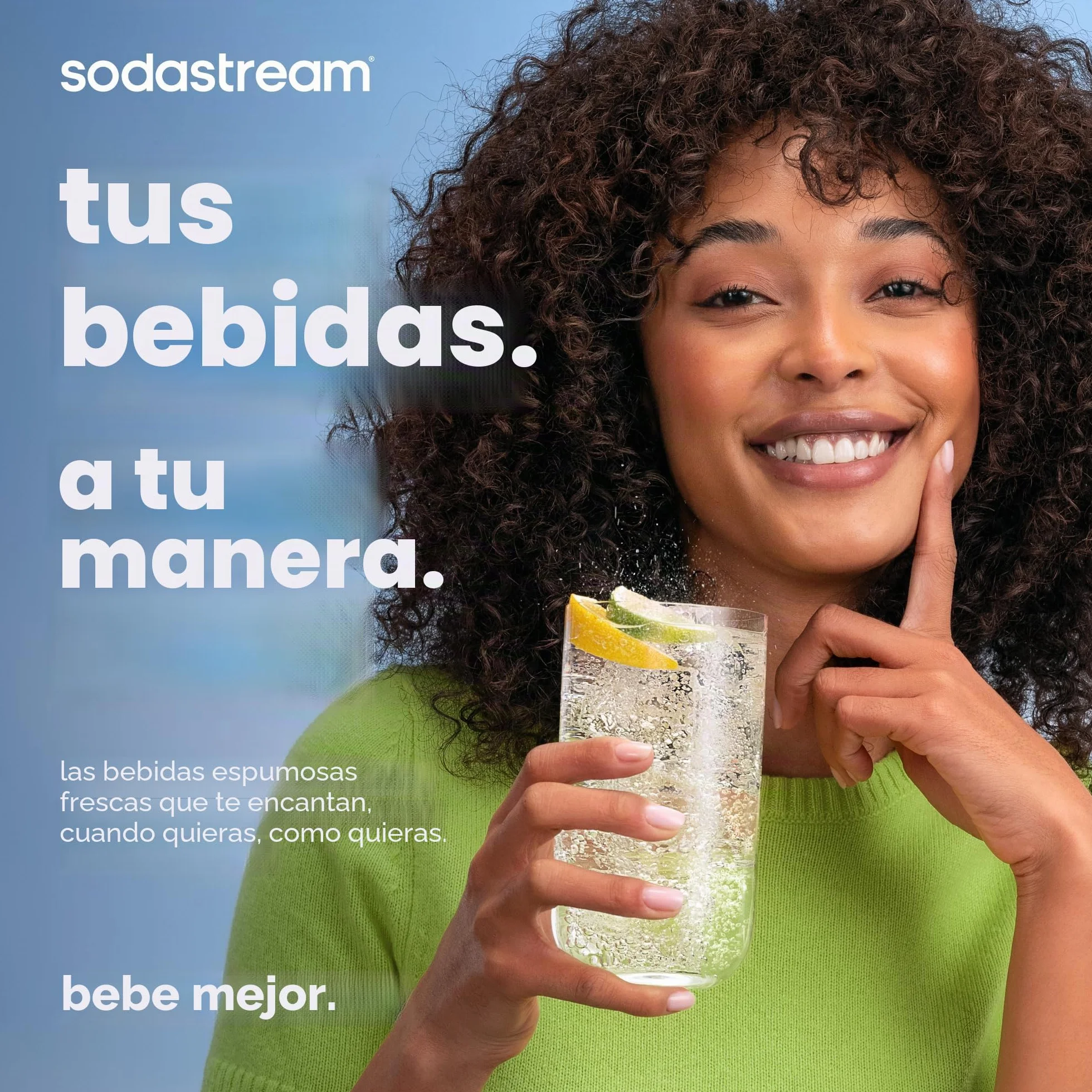 SodaStream Enso gasificador acero inoxidable agua con gas incluye cilindro CO₂ botella 1 l apta lavavajillas