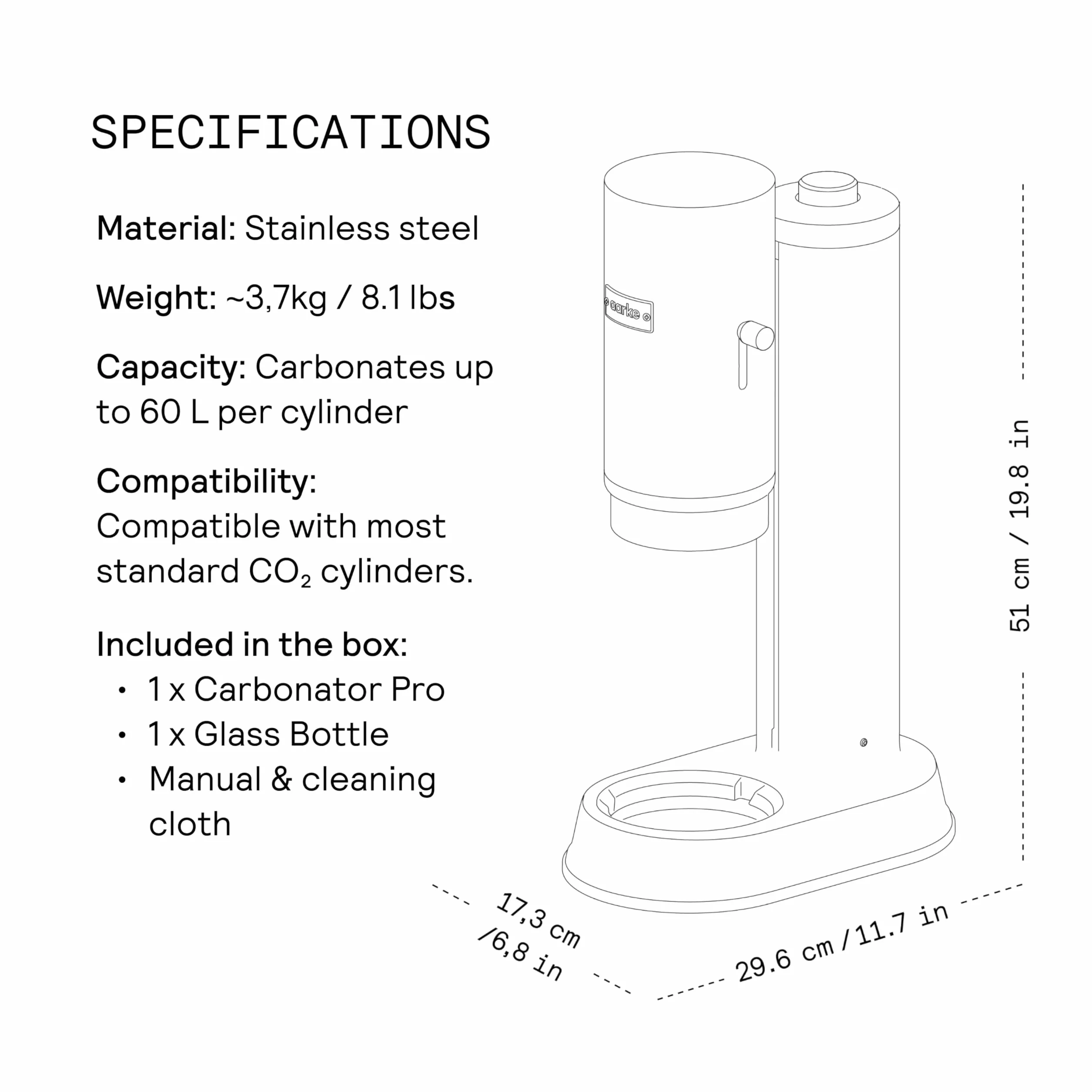 Aarke Carbonator Pro Máquina de Agua con Gas Negro Mate