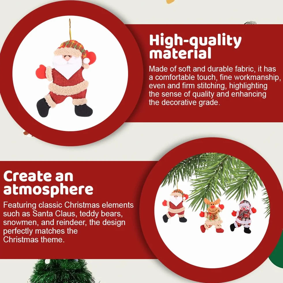Adornos Navidad Árbol 8 Piezas Divertidos Muñecos Noel Muñeco de Nieve Oso Colgante Decoración