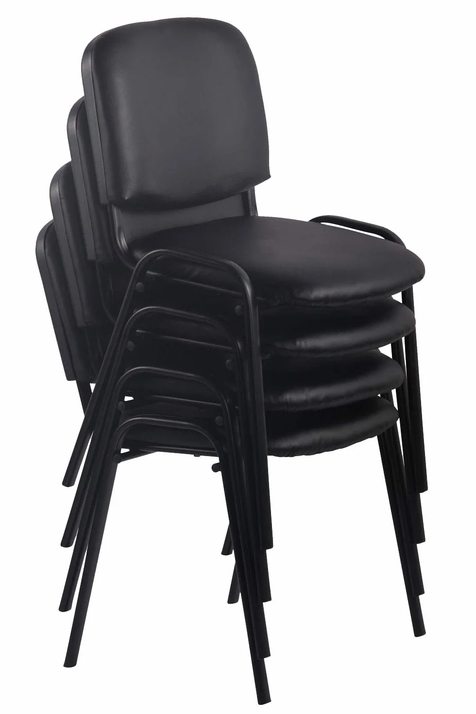 Ken Set 4 Sedie Ufficio Visitatore Imbottite In Similpelle Nero