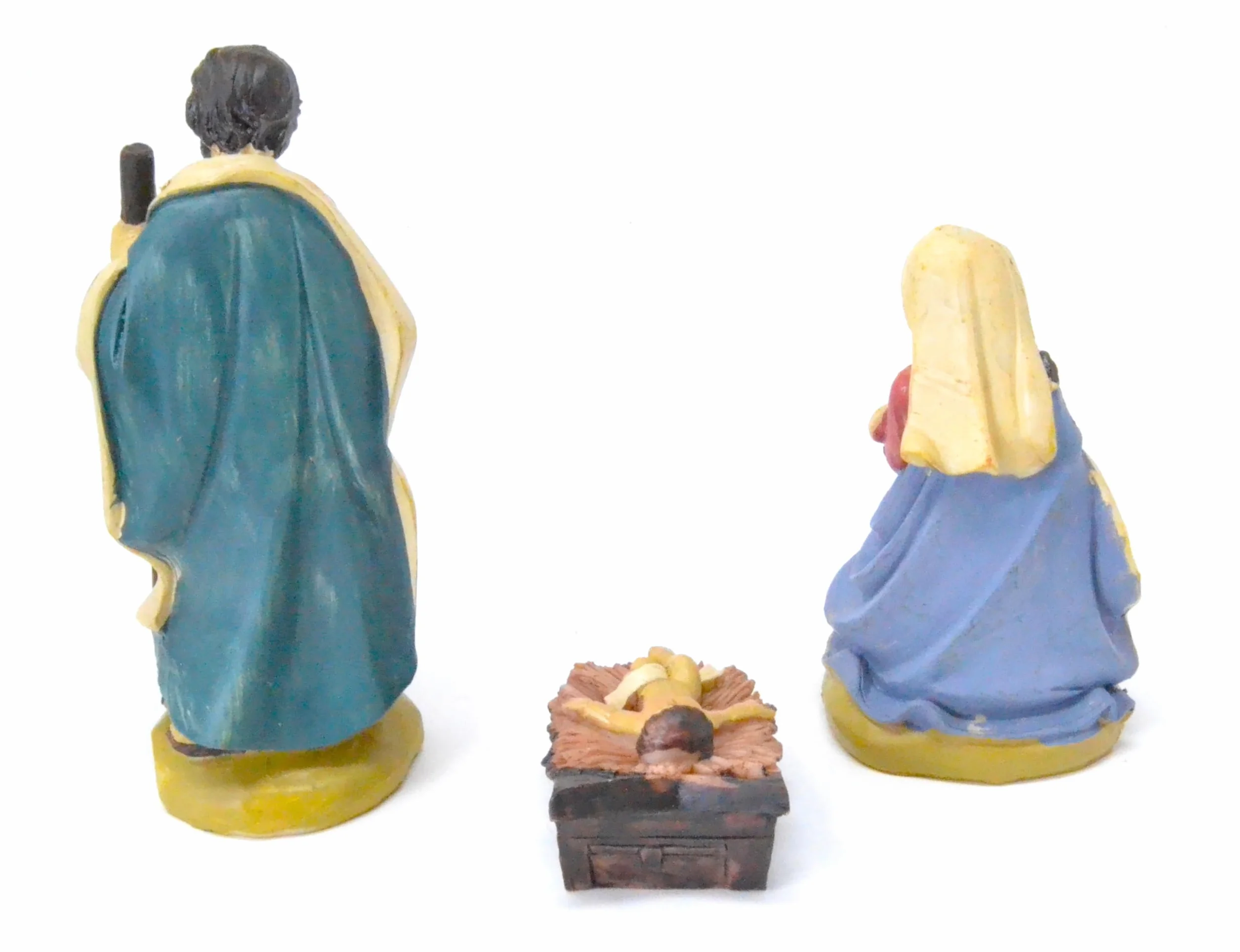Genérico Figuras de Belén Decorativas, Set de 3 Piezas, Estatuas de Resina para Nacimiento, 11 cm, Sagrada Familia para Decoración Navideña. Jesus Nacimiento