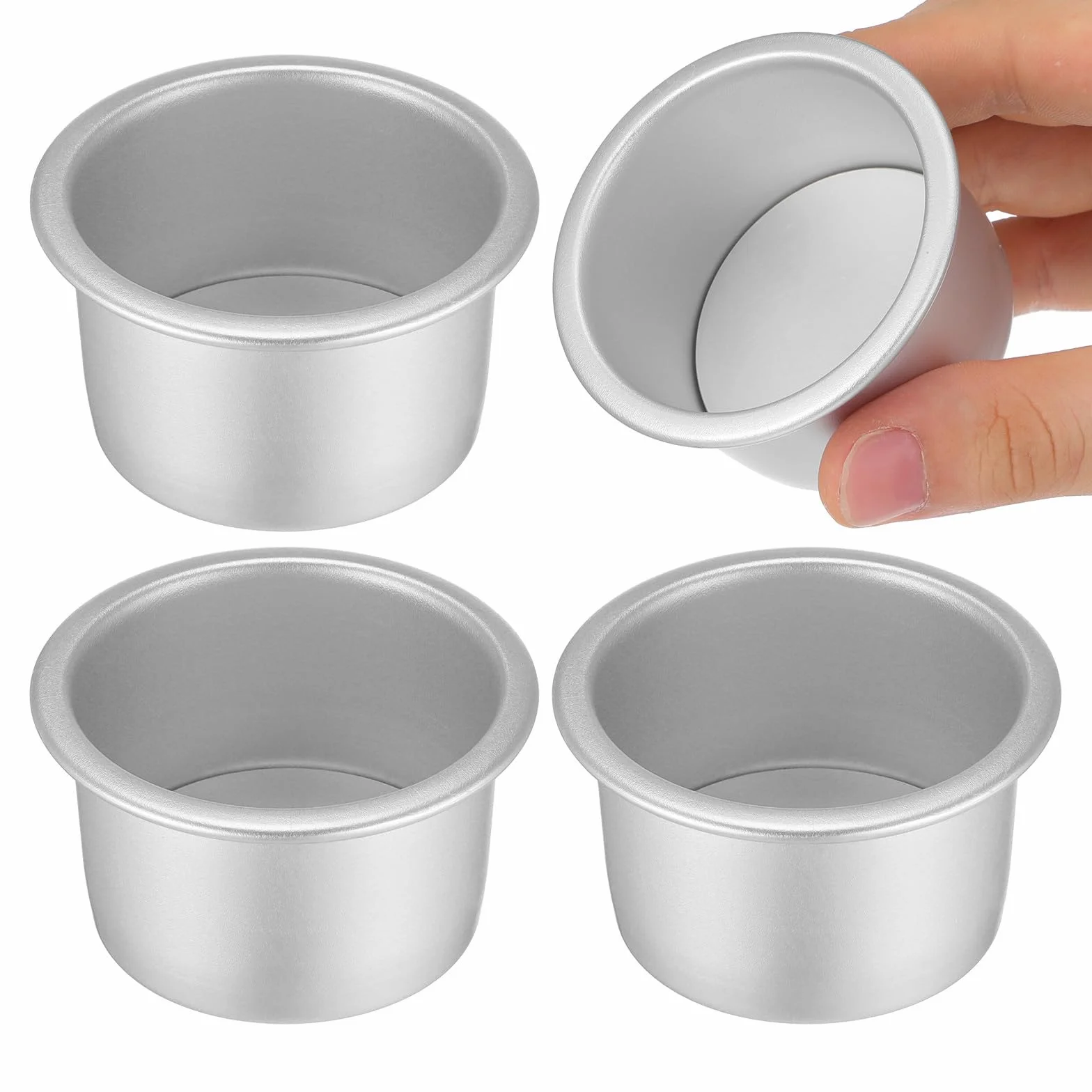 SHINEOFI Molde para Pastel Redondo con Fondo Desmontable de 2 Pulgadas de Aleación de Aluminio 4 Piezas Antiadherente, Distribuye Calor Uniformemente para Hornear en Casa