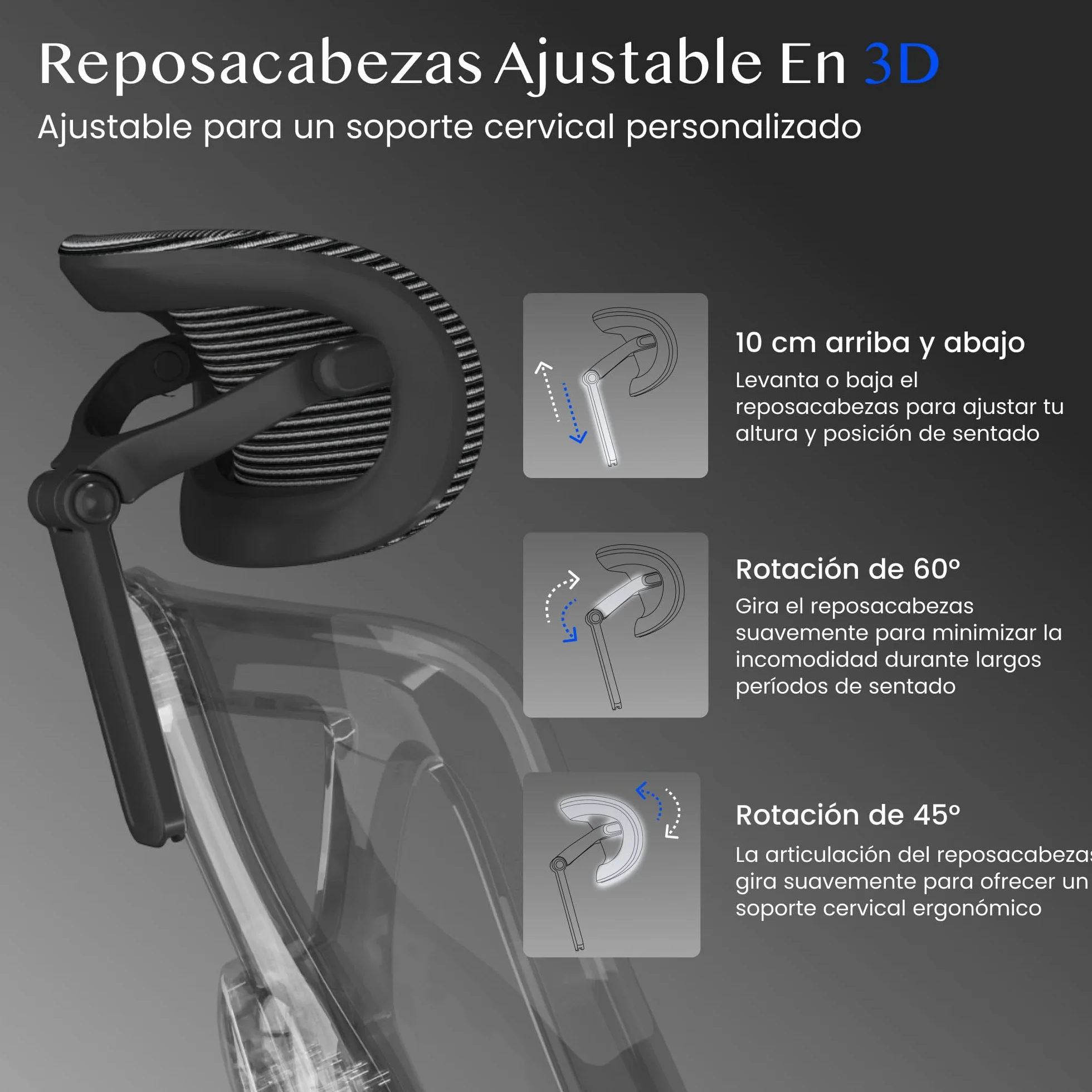 FLEXISPOT ErgoX Silla Escritorio Ergonómica con Reposapiés, Soporte Lumbar, Reposabrazos 3D, Inclinación 135°, Gris