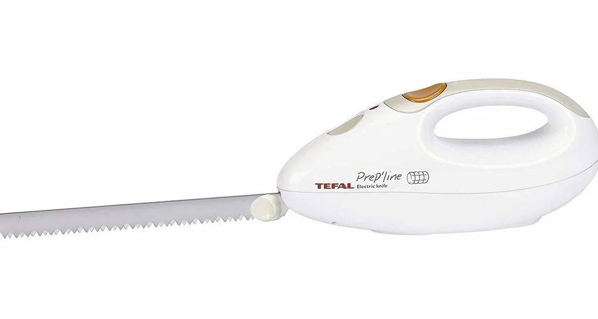 Tefal Prep'Line 852331 Cuchillo Eléctrico, 100 W, Acero Inoxidable, Blanco