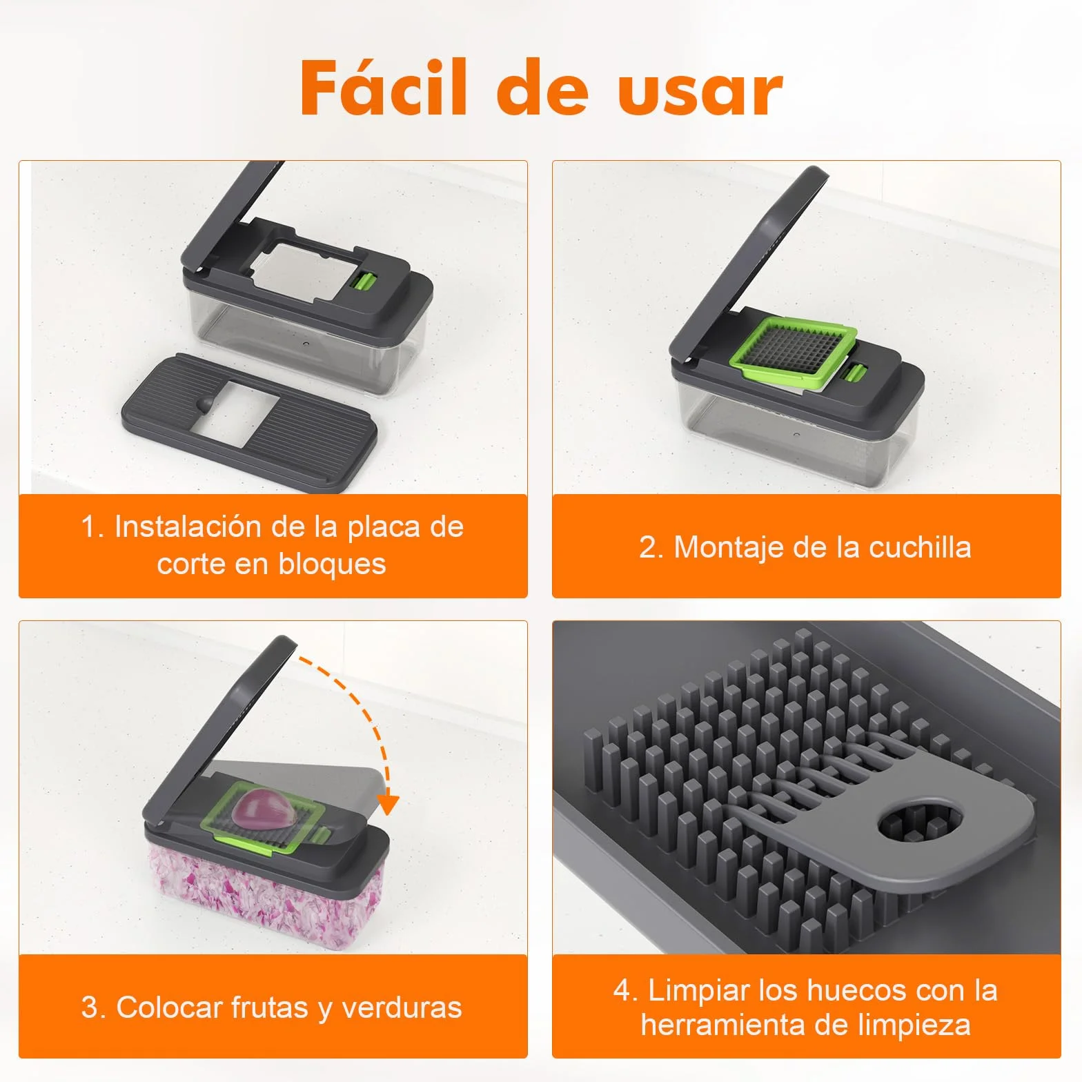 Ibergrif M524-7 Cortador de Verduras 7 en 1, Picador Multifunción con Contenedor, Mandolina de Cocina Profesional