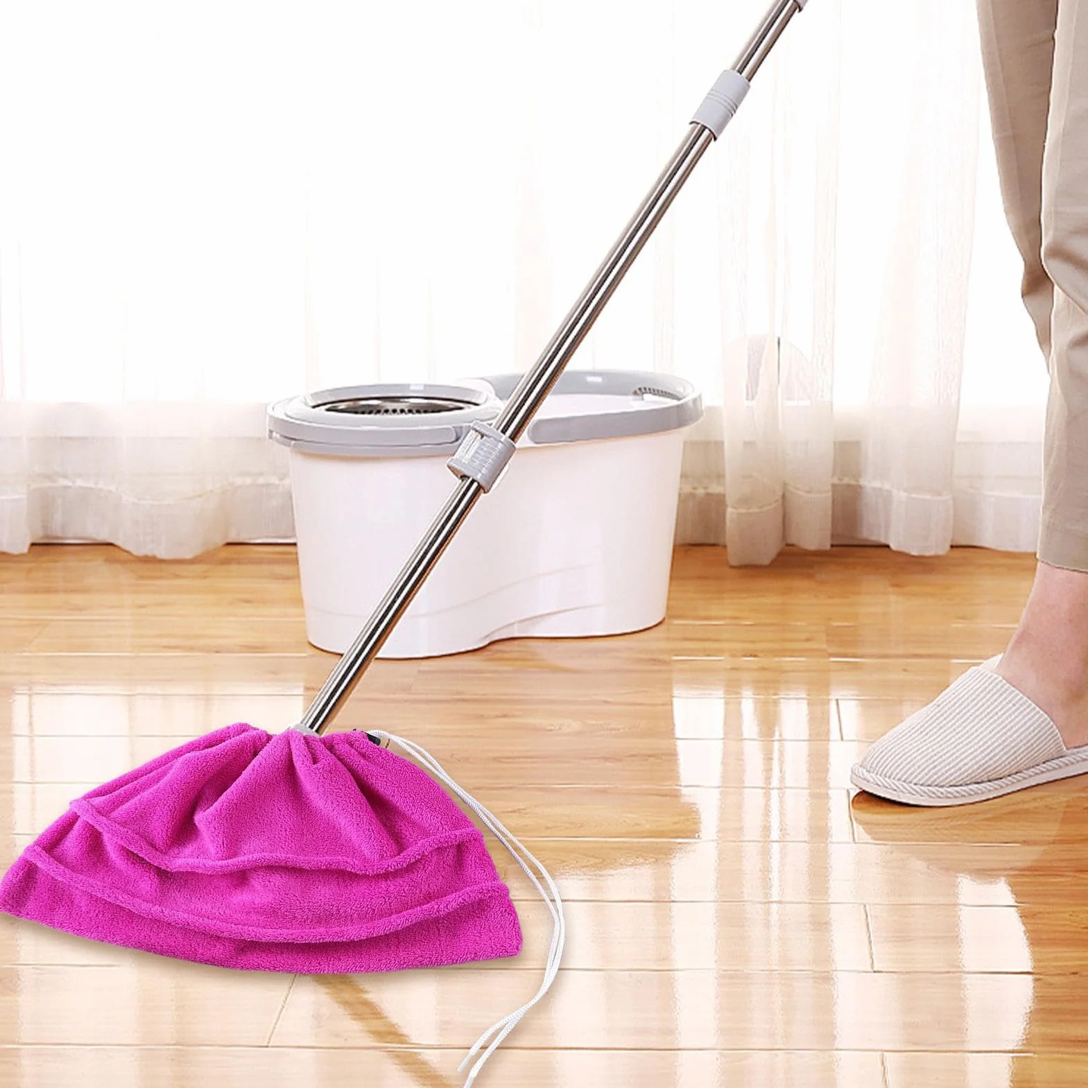 Funda para Escoba de Tela Barredora Reutilizable de Microfibra Ajustable Lavable