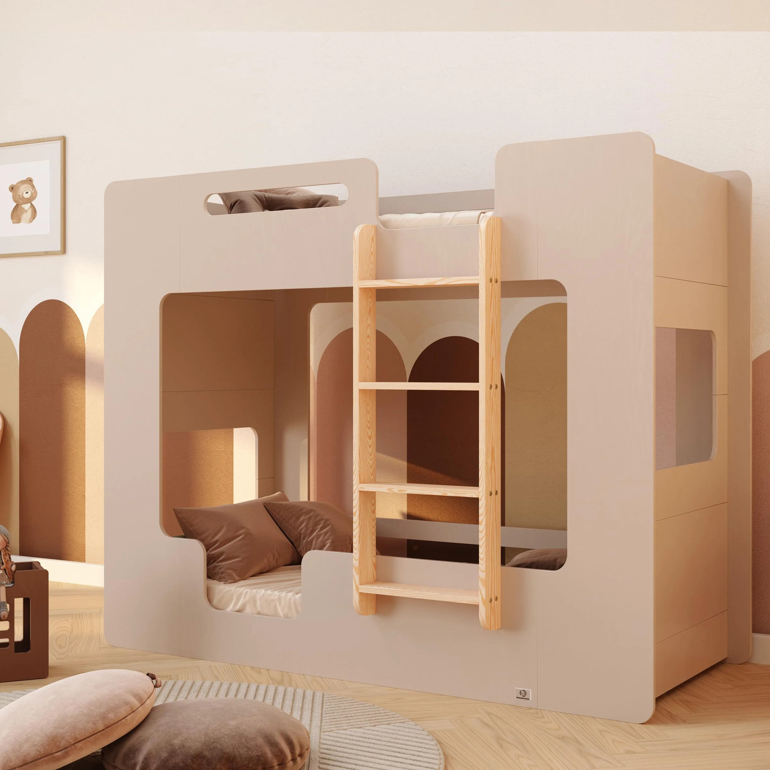 smartwood Litera Infantil 80x180 cm Cachemira - Cama Litera de Madera con Barandillas de Seguridad y Somier de Láminas - Soporta hasta 230 kg - para Niños y Niñas - Mimi B