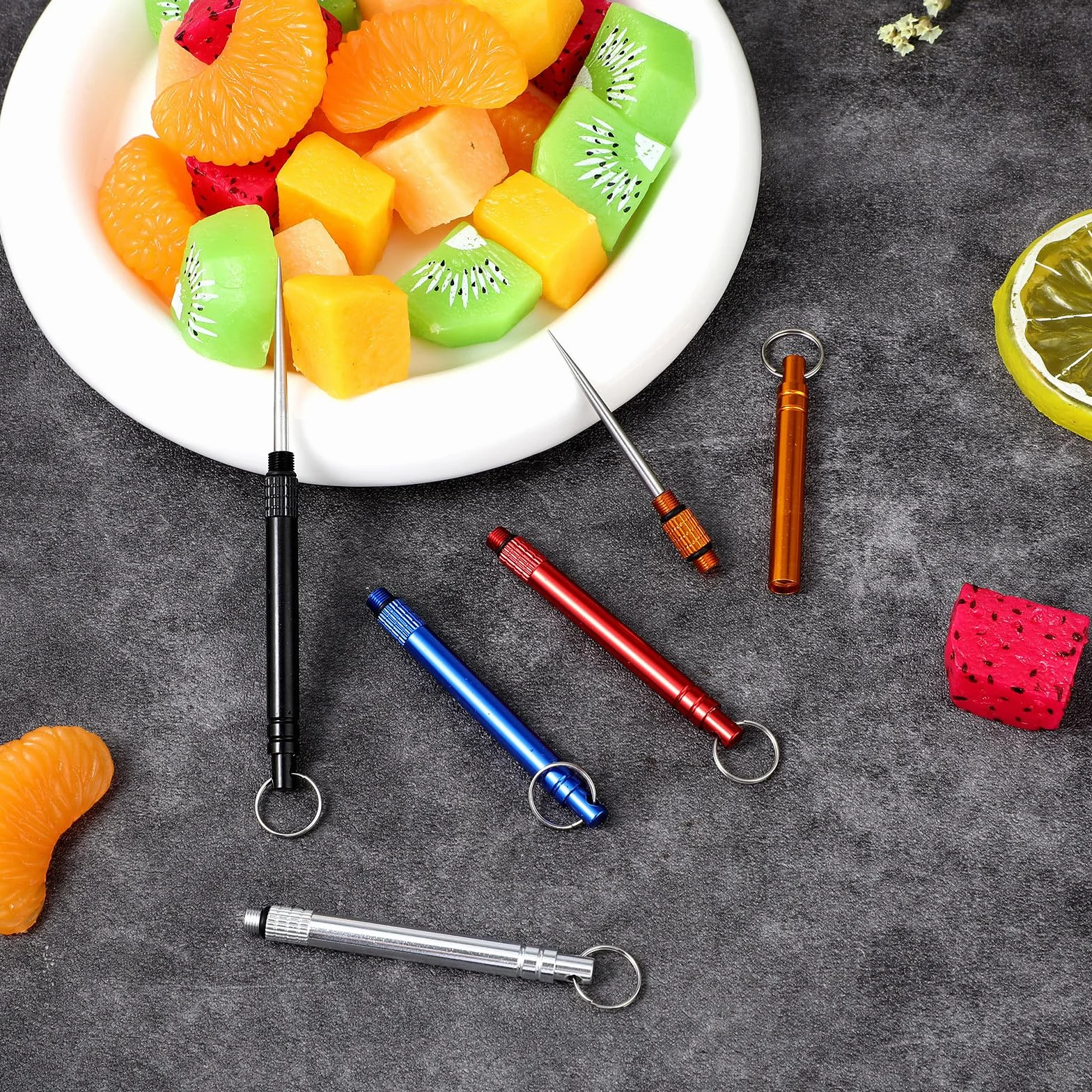 Palillos De Dientes Metal Reutilizables 5 Piezas Portátil Protector para Picnics Acampadas