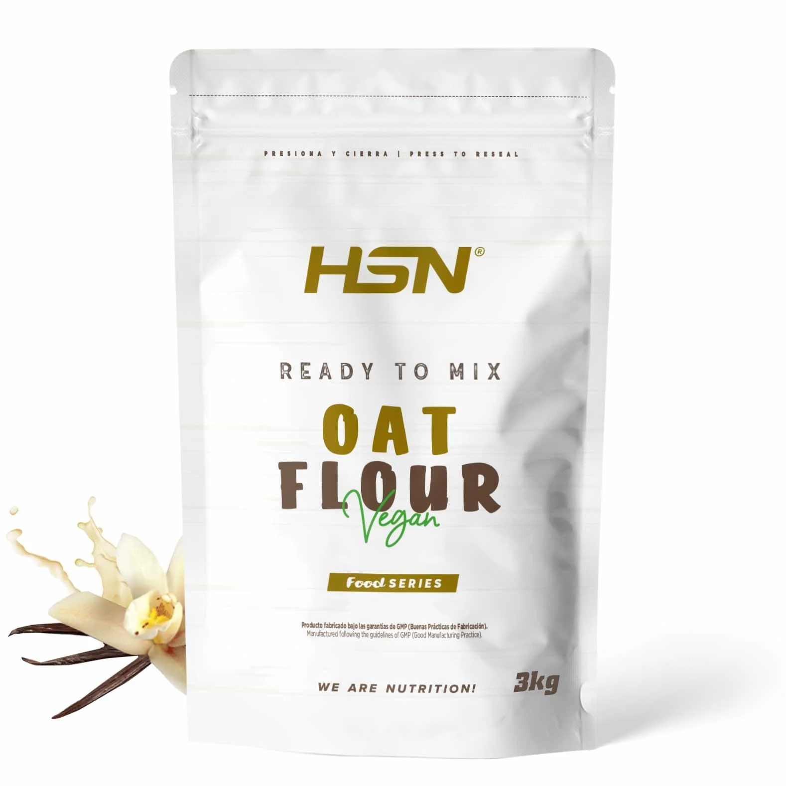 Harina de Avena Instantánea Sabor Vainilla 3kg Sin Azúcares Añadidos No-GMO Vegano