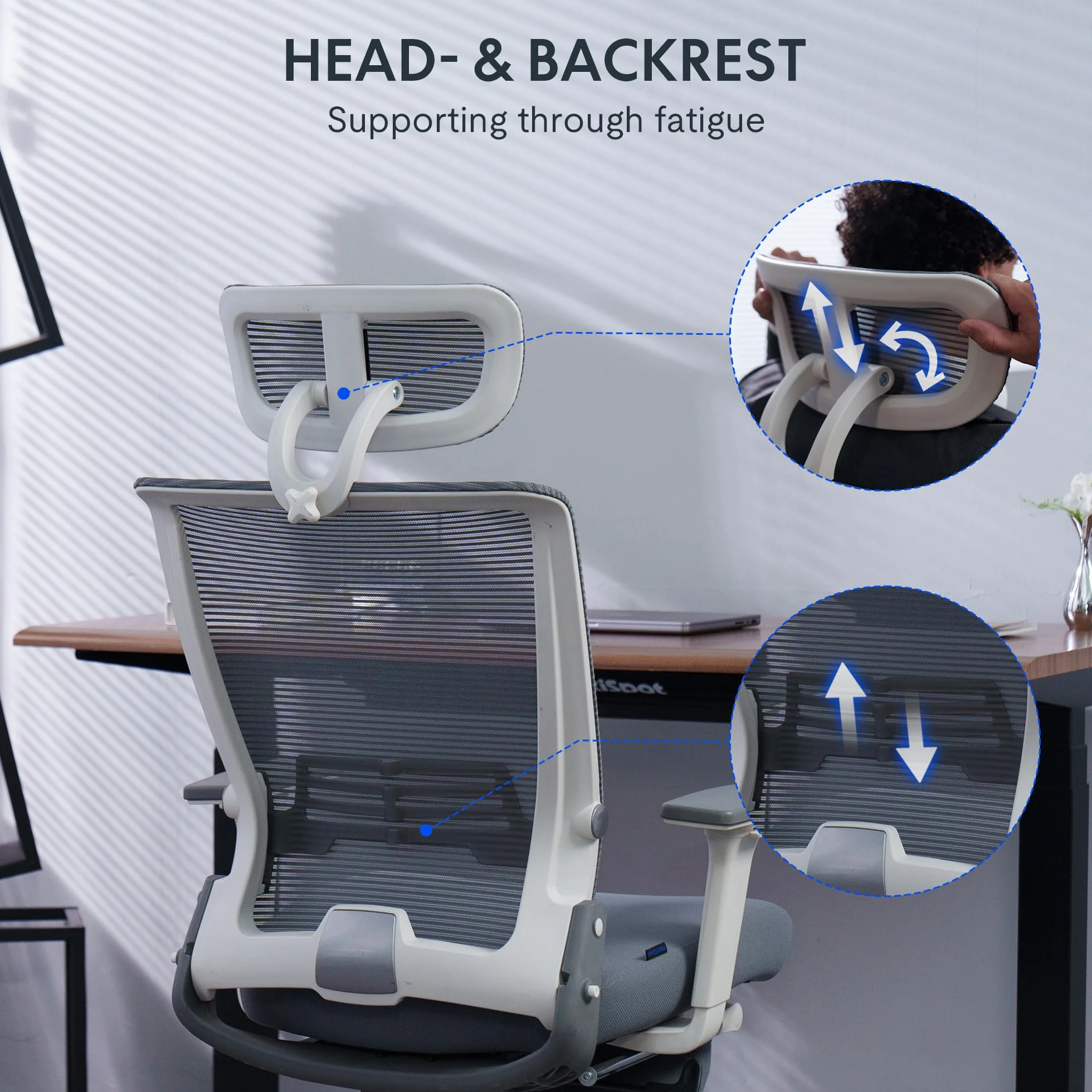FLEXISPOT FLODPLUS Silla Ergonómica de Oficina Plegable con Soporte Lumbar, Reposabrazos Ajustables, Reposacabezas 2D y Malla Transpirable
